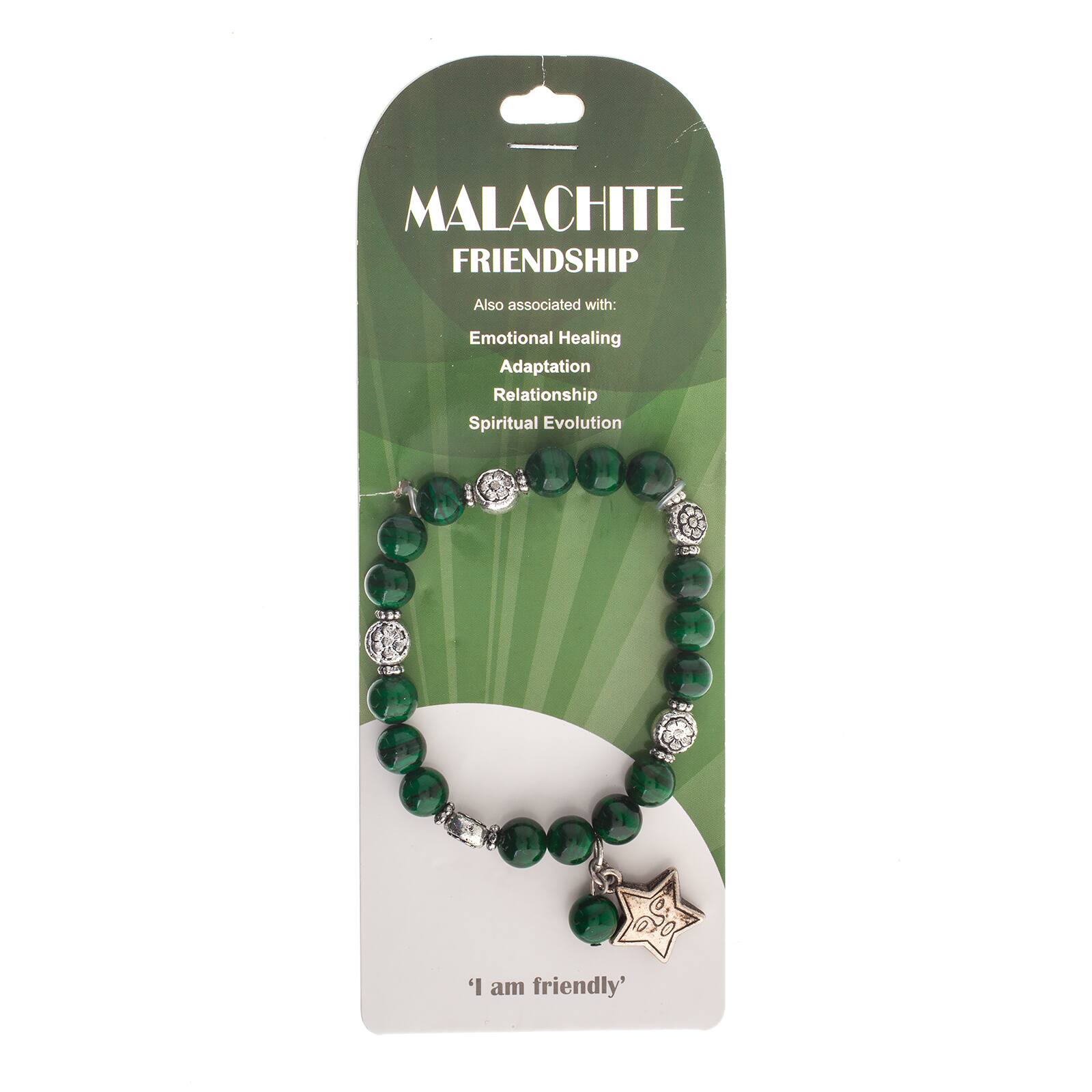John Bead Malachite Natural Stone Stretch Bracelet with Star Charm