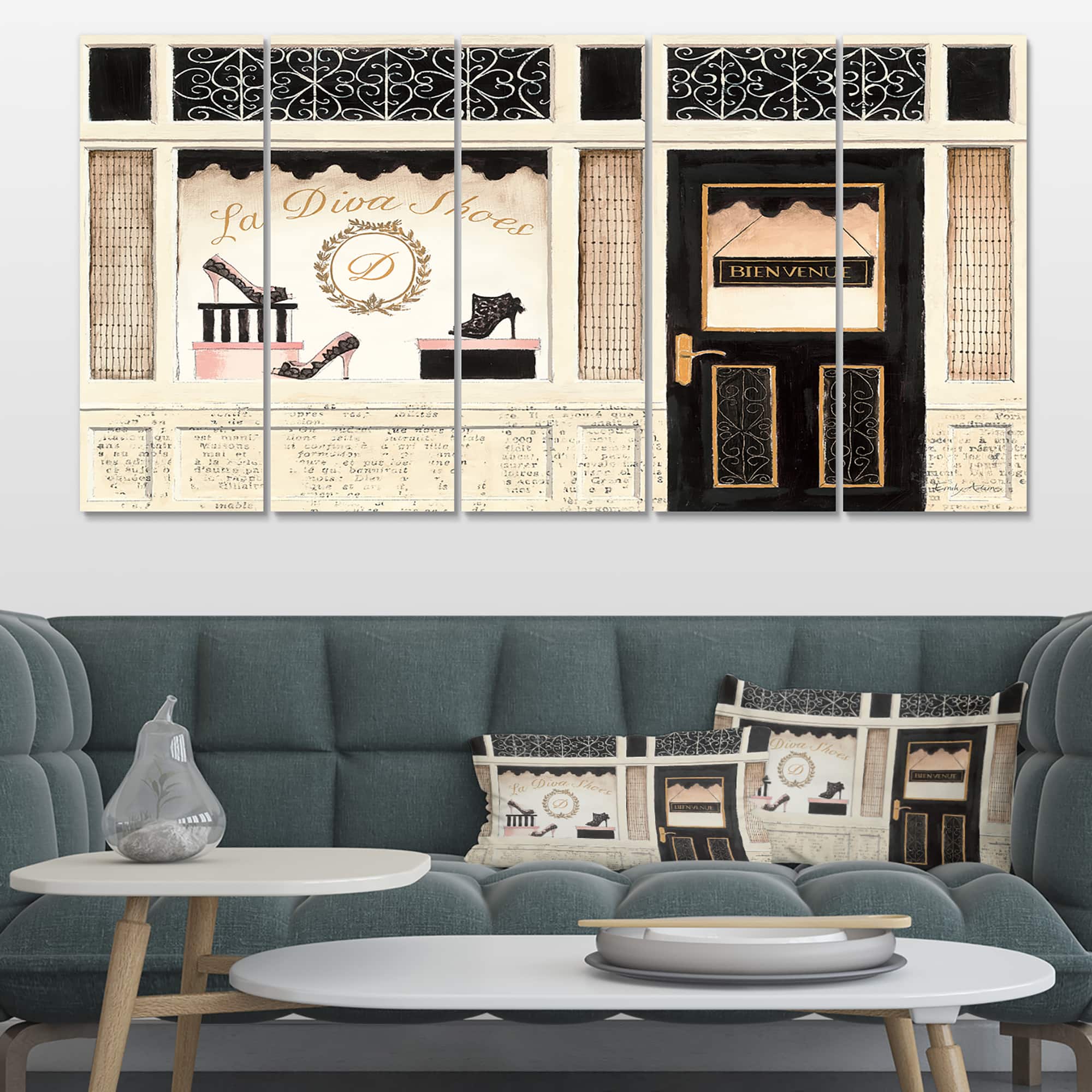 Designart - Paris Diva Shoes Painting - Fashion Premium Canvas Wall Art