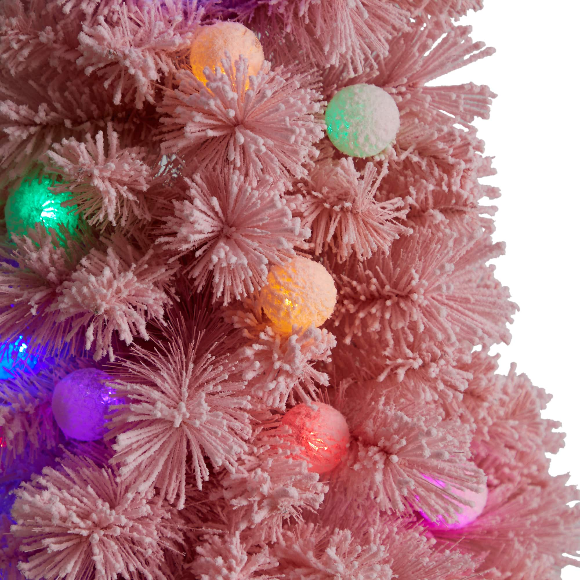 4ft. Pre-Lit Frosted Pink Cashmere Artificial Christmas Tree, Multicolor LED Lights