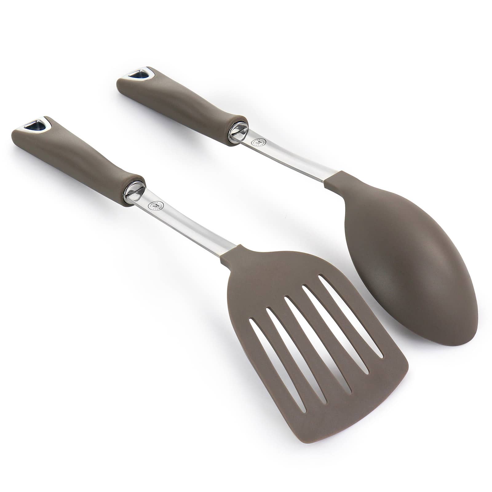 Martha Stewart 2-Piece Taupe Nylon Slotted Turner and Spoon Kitchen Utensil Set