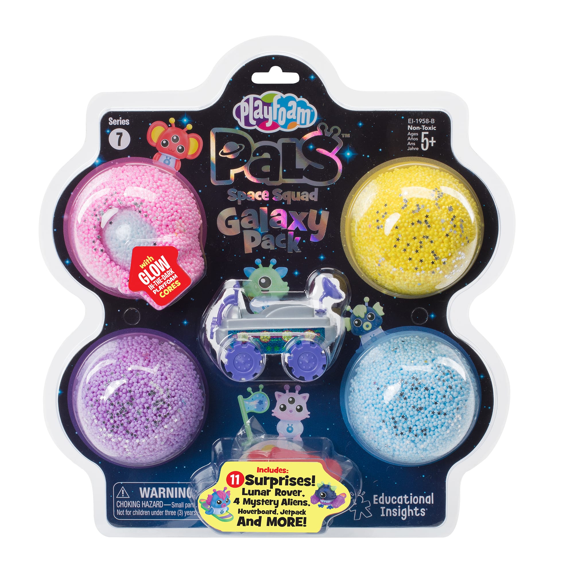 Educational Insights Space Squad Purple, Sparkle Pink, Sparkle Blue &#x26; Sparkle Yellow Playfoam Galaxy Pack
