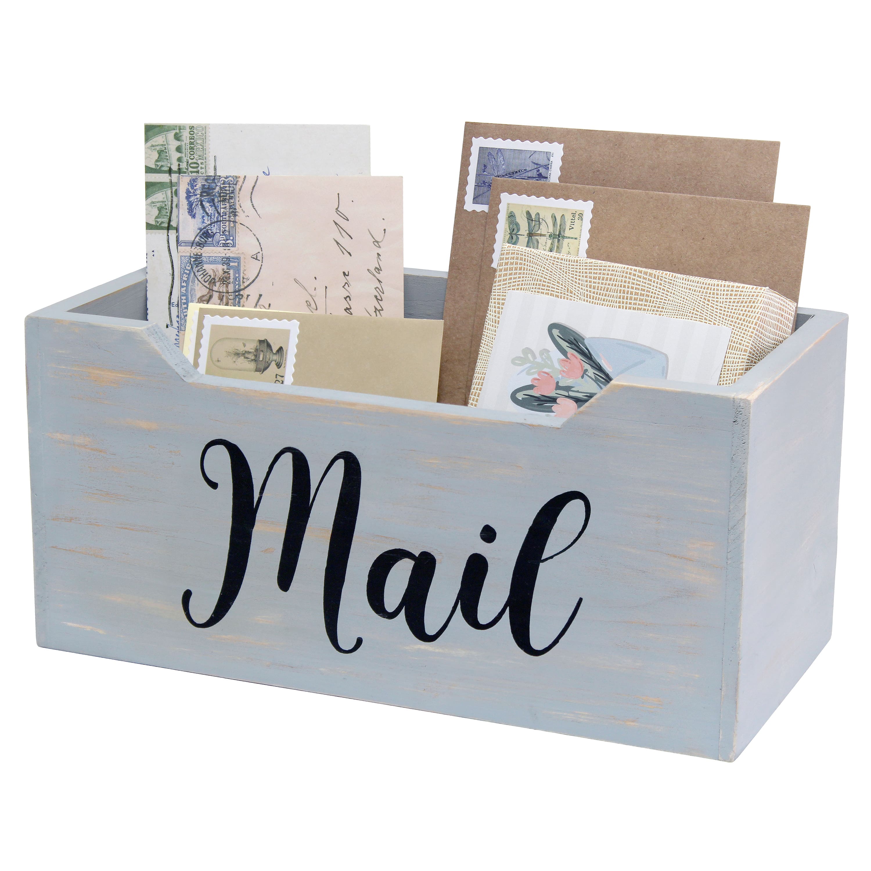 Elegant Designs Decorative Script Word Mail Organizer Box