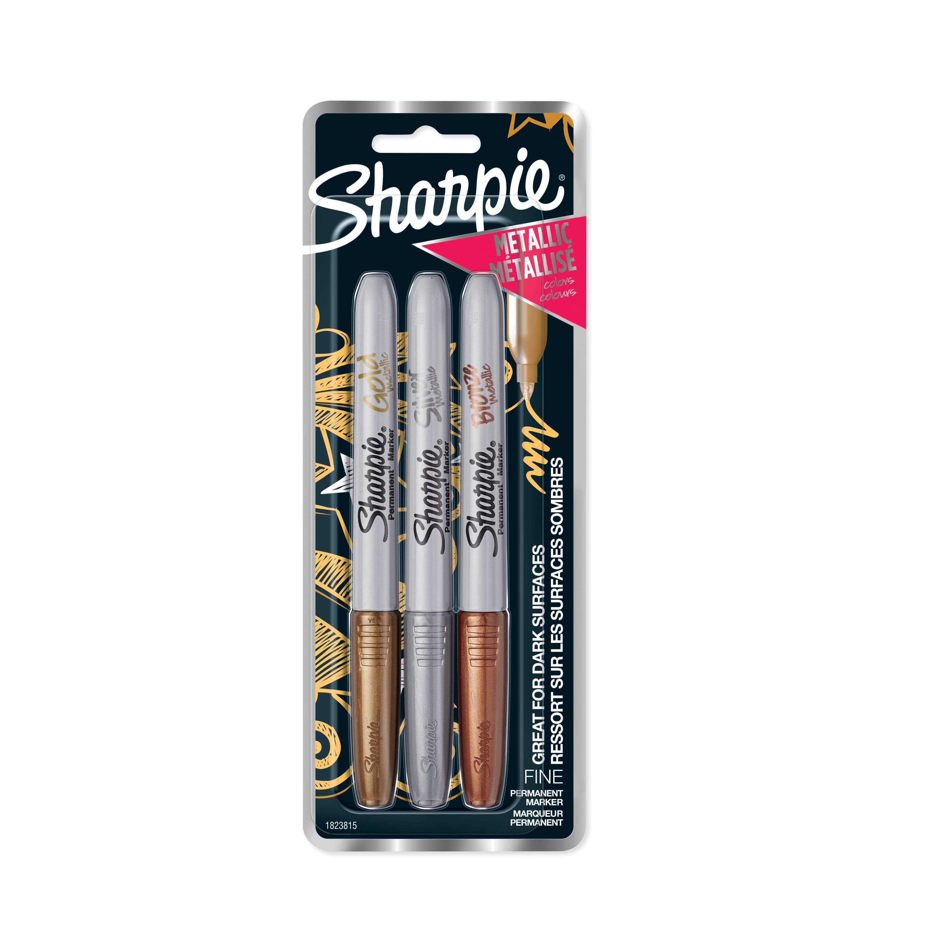 Sharpie Metallic Permanent Markers 6-Count Permanent Marker Assorted Colors 2029678 Pack of 2 Fine Point