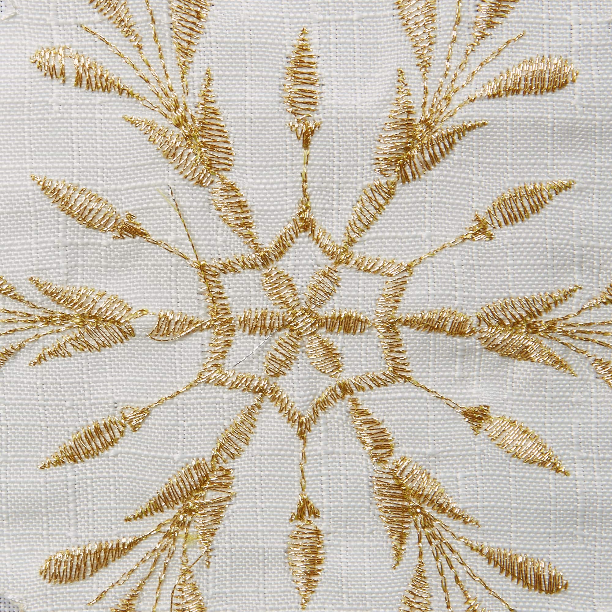 DII® 54" White and Gold Embroidered Snowflakes Table Runner