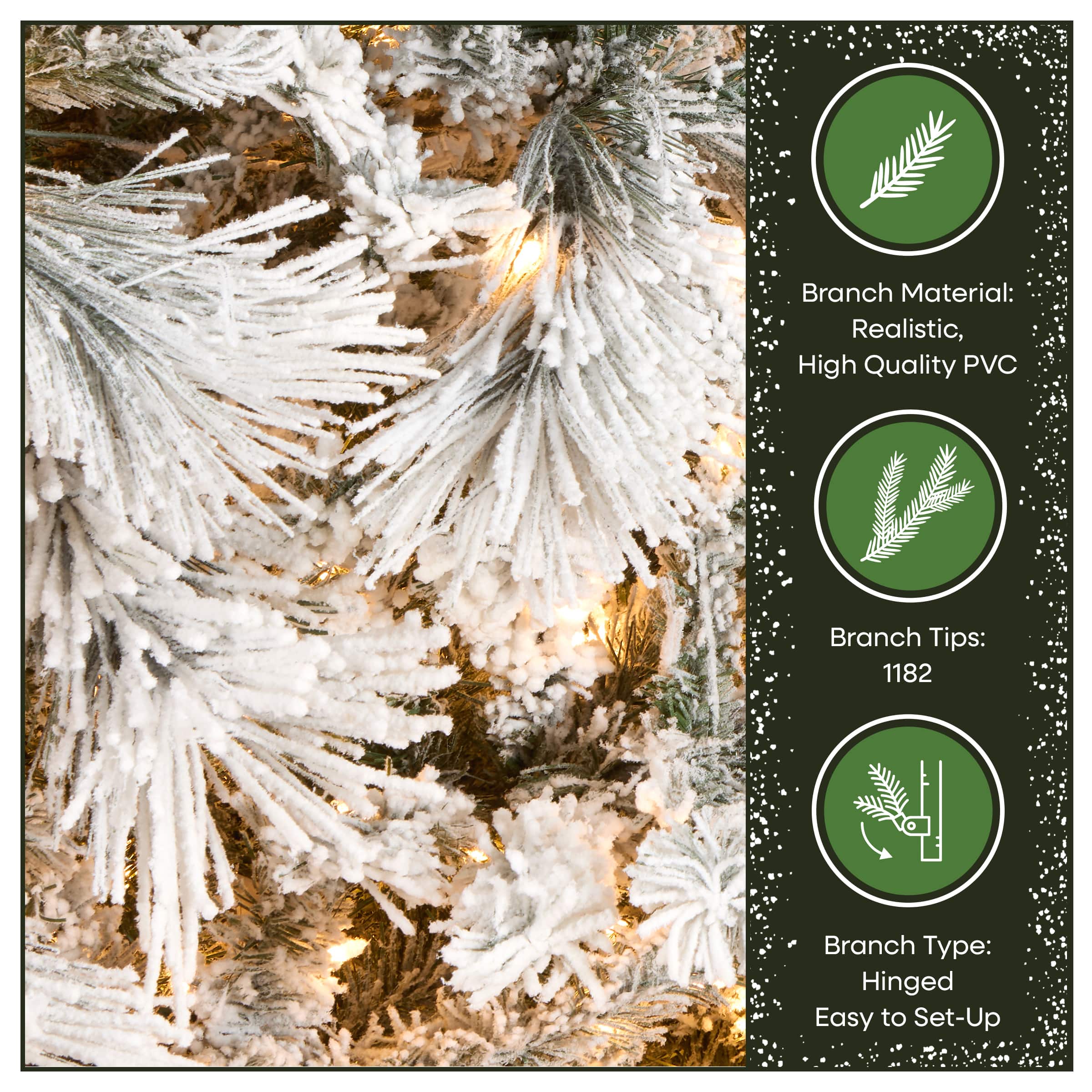 7.5ft. Pre-Lit Flocked Bavarian Pine Artificial Christmas Tree, Clear Lights