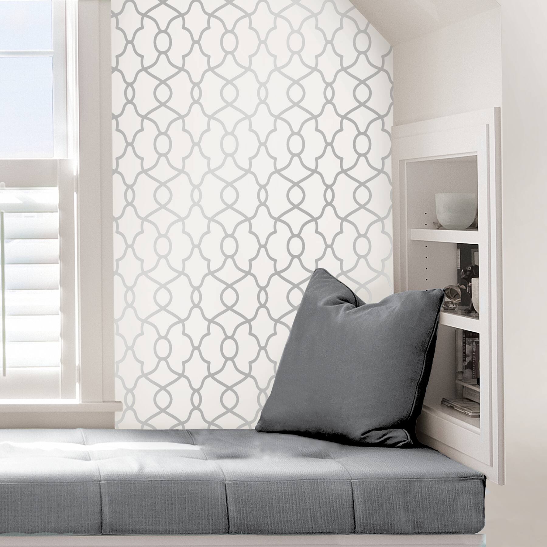 NuWallpaper White &#x26; Silver Clearly Cool Peel &#x26; Stick Wallpaper
