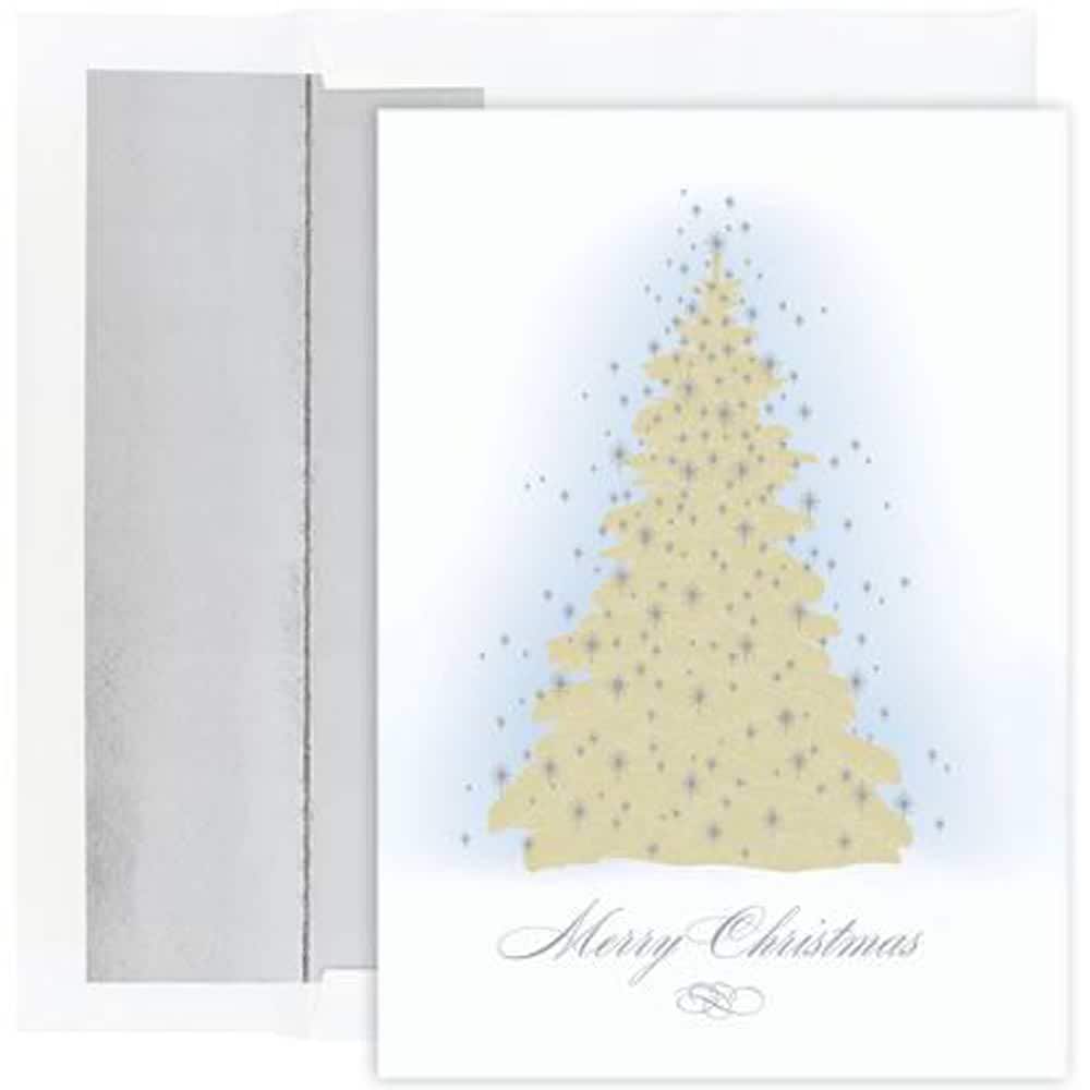JAM Paper 5" x 7" Frosted Tree Design Cards & Matching Envelopes Set, Frosted Tree Design, 16ct.