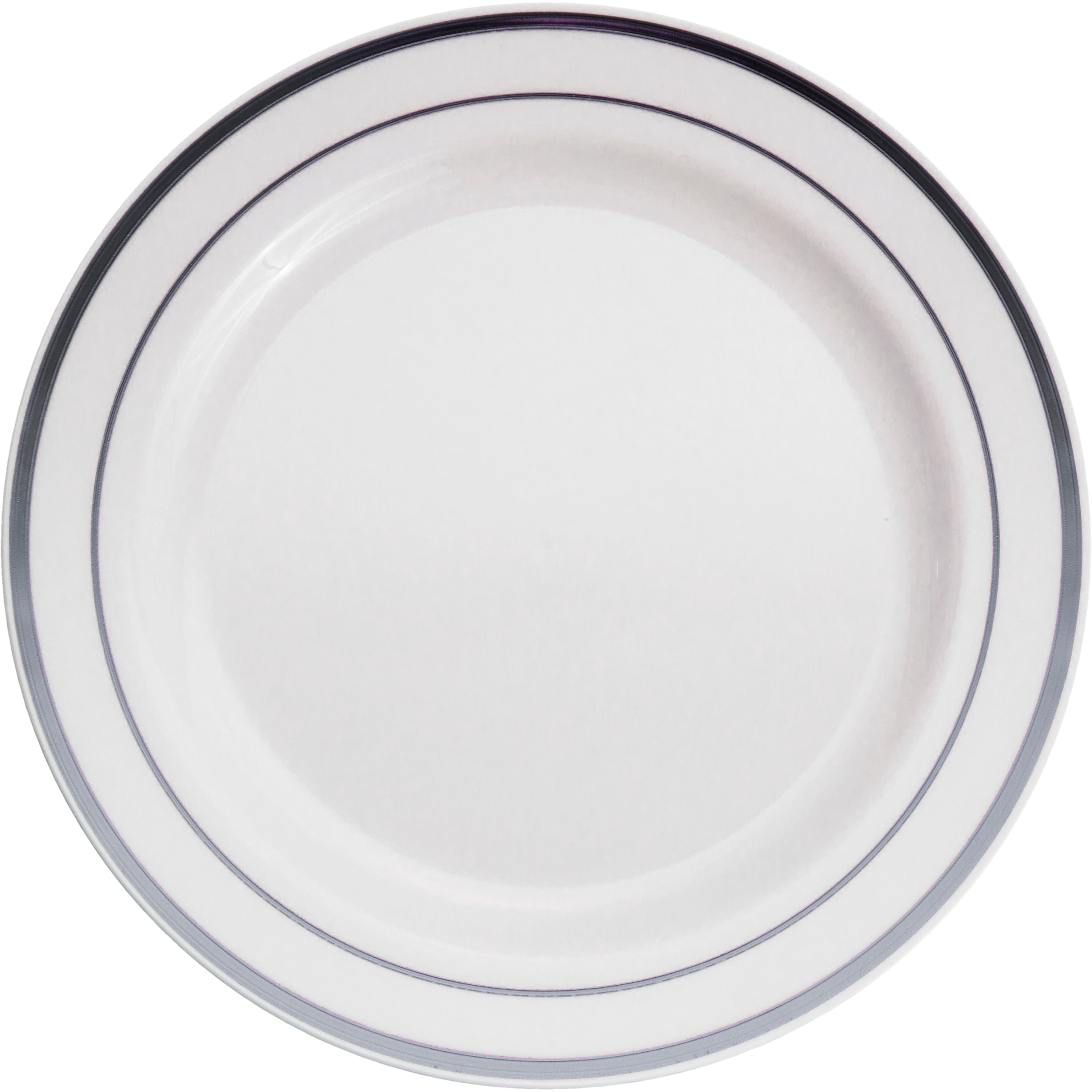 12 Packs: 10 ct. (120 total) 7.5&#x22; Round Lunch Plates with Silver Trim by Celebrate It&#x2122;