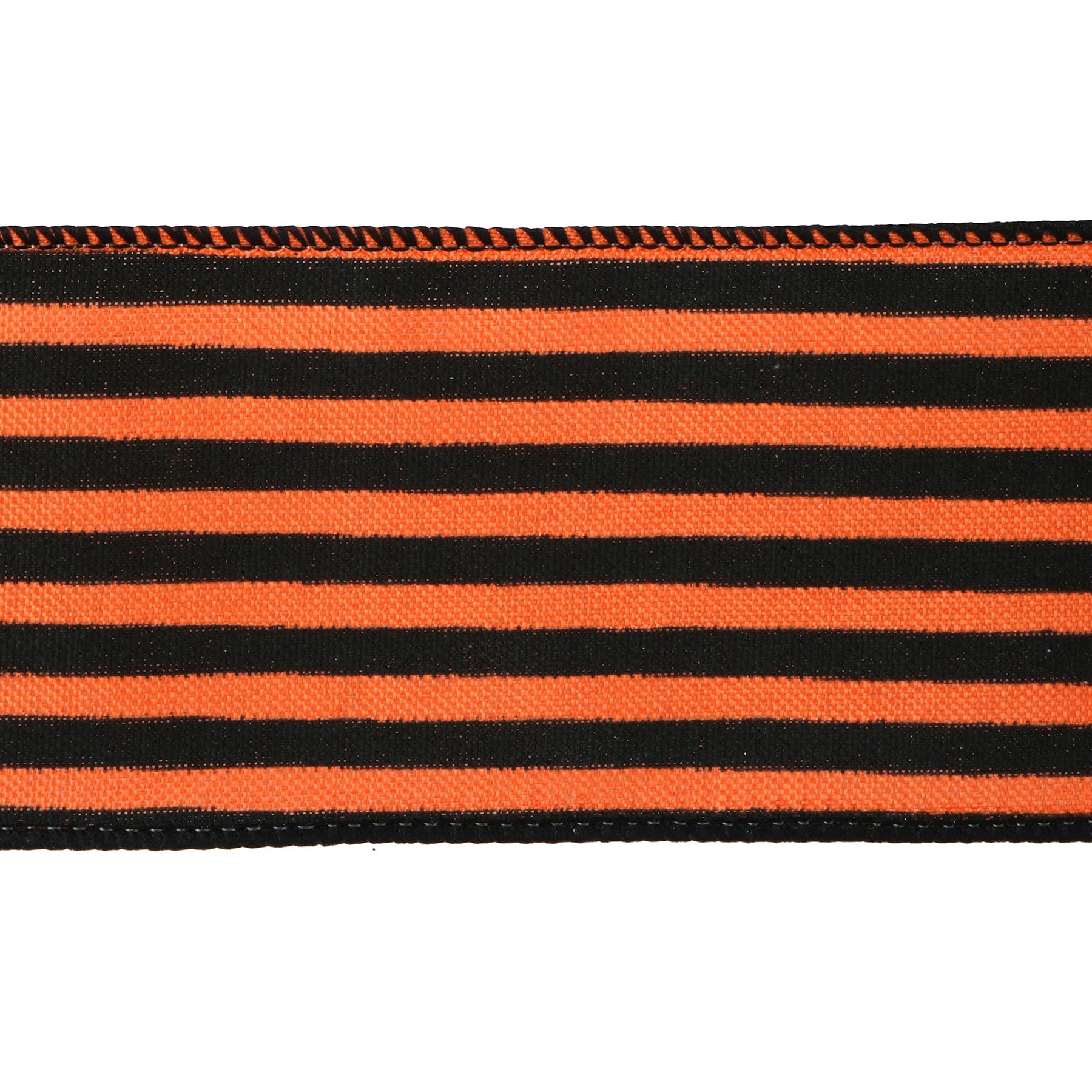 2.5&#x22; x 6.6yd. Orange &#x26; Black Striped Wired Faux Linen Ribbon by Celebrate It&#xAE;