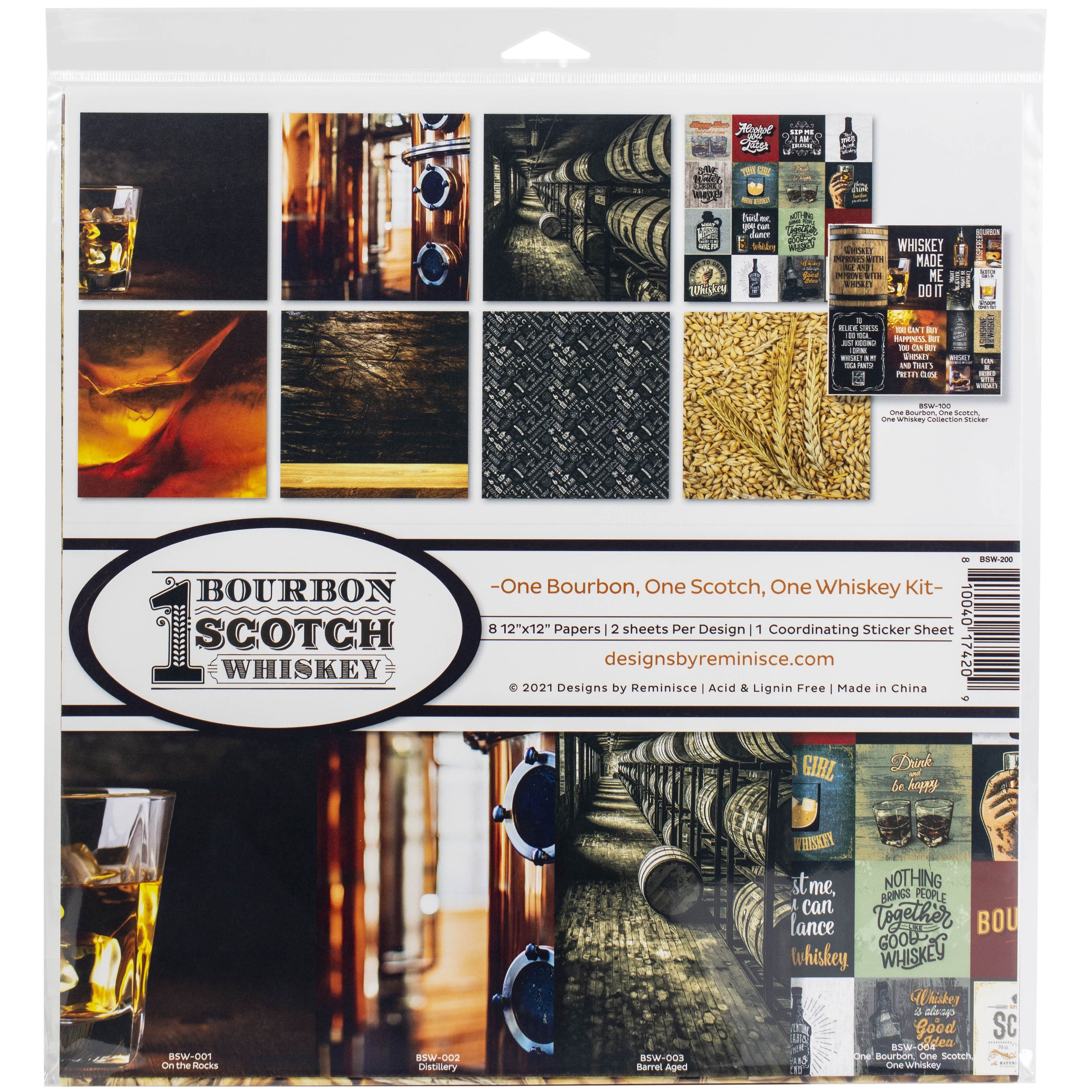 Reminisce One Bourbon, One Scotch, One Whiskey Collection Kit, 12" x 12"