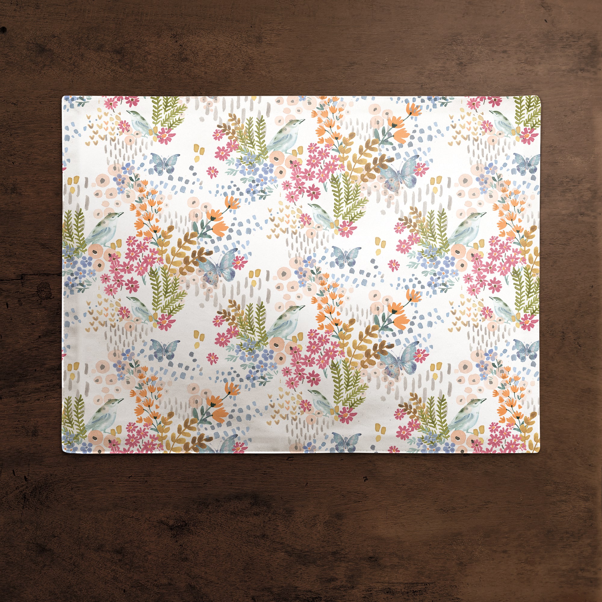 Butterfly Bird Floral Cotton Twill Placemat