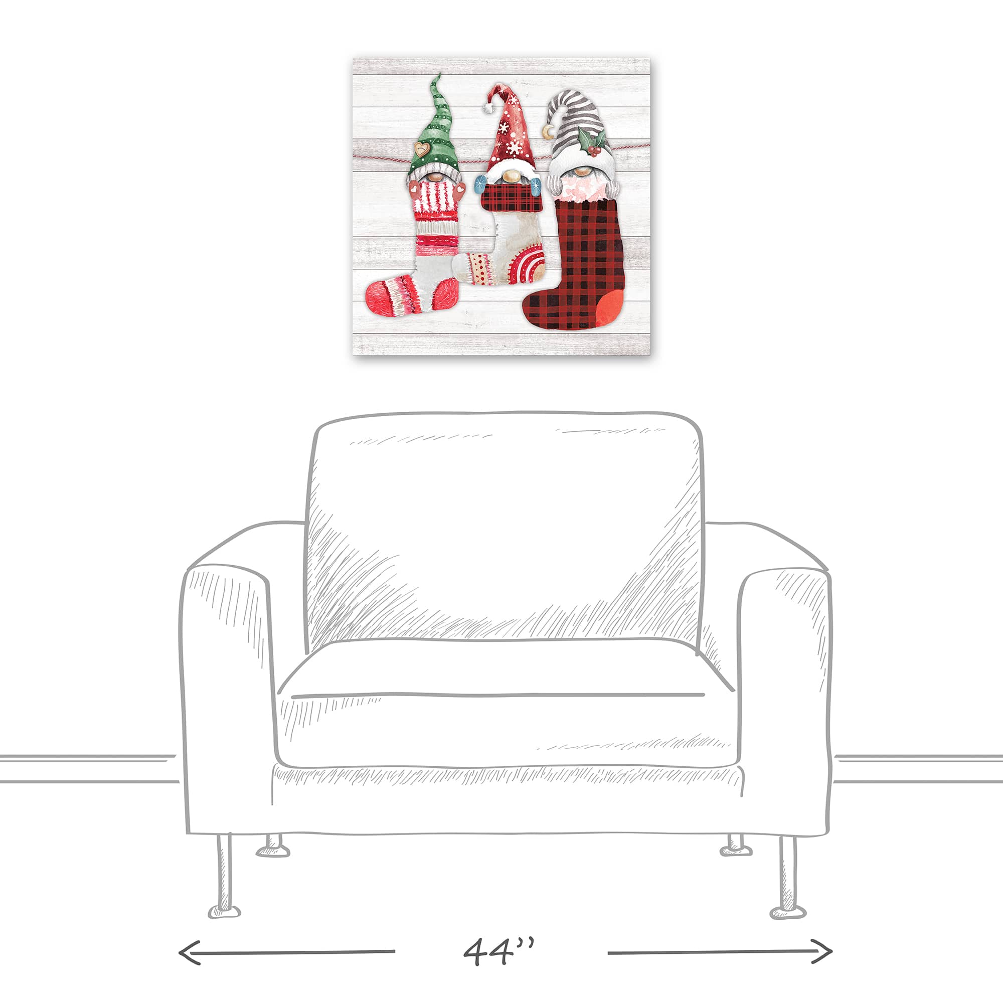 Gnome Stockings 20x20 Canvas Wall Art