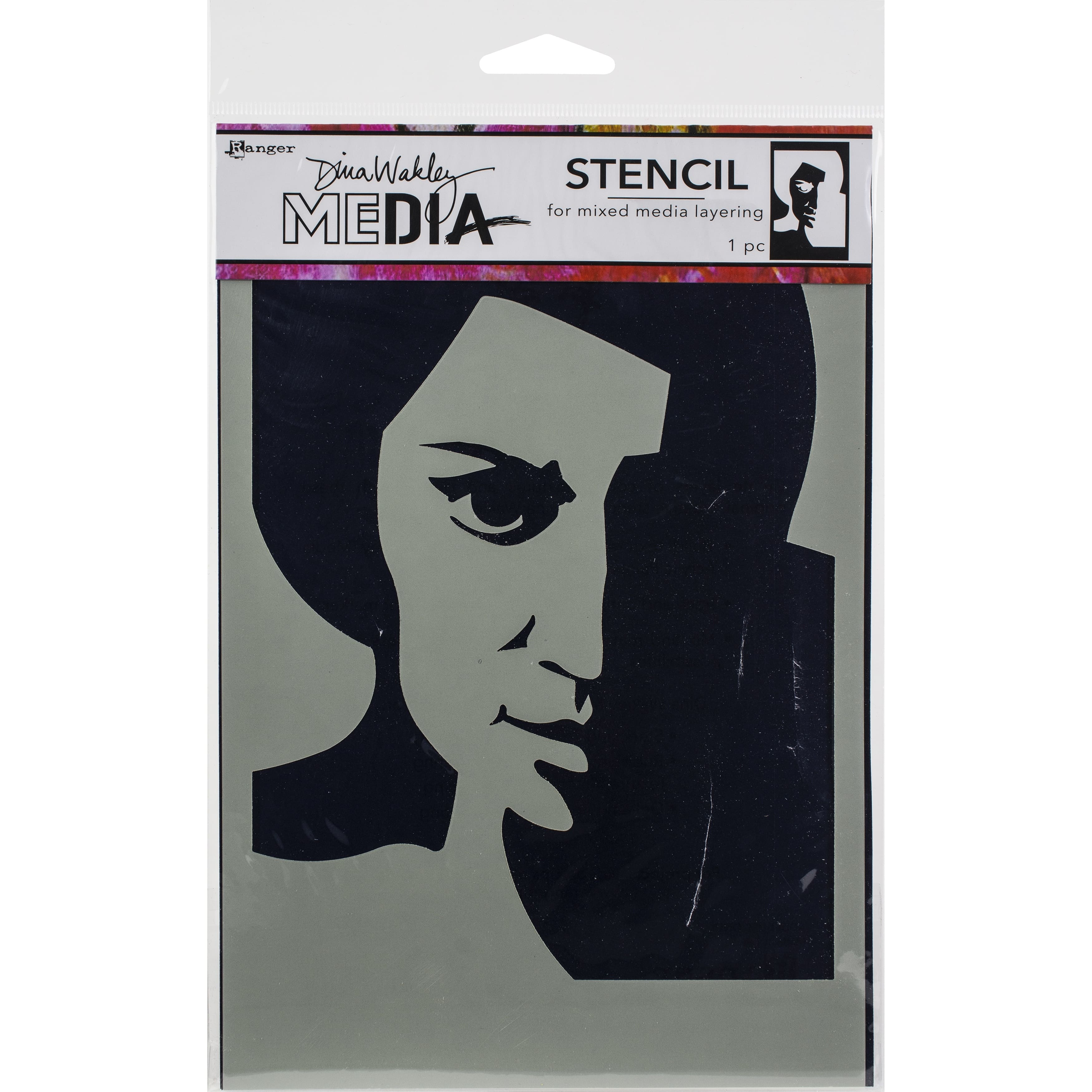 Dina Wakley Media Pensive Face Stencil, 9&#x22; x 6&#x22;