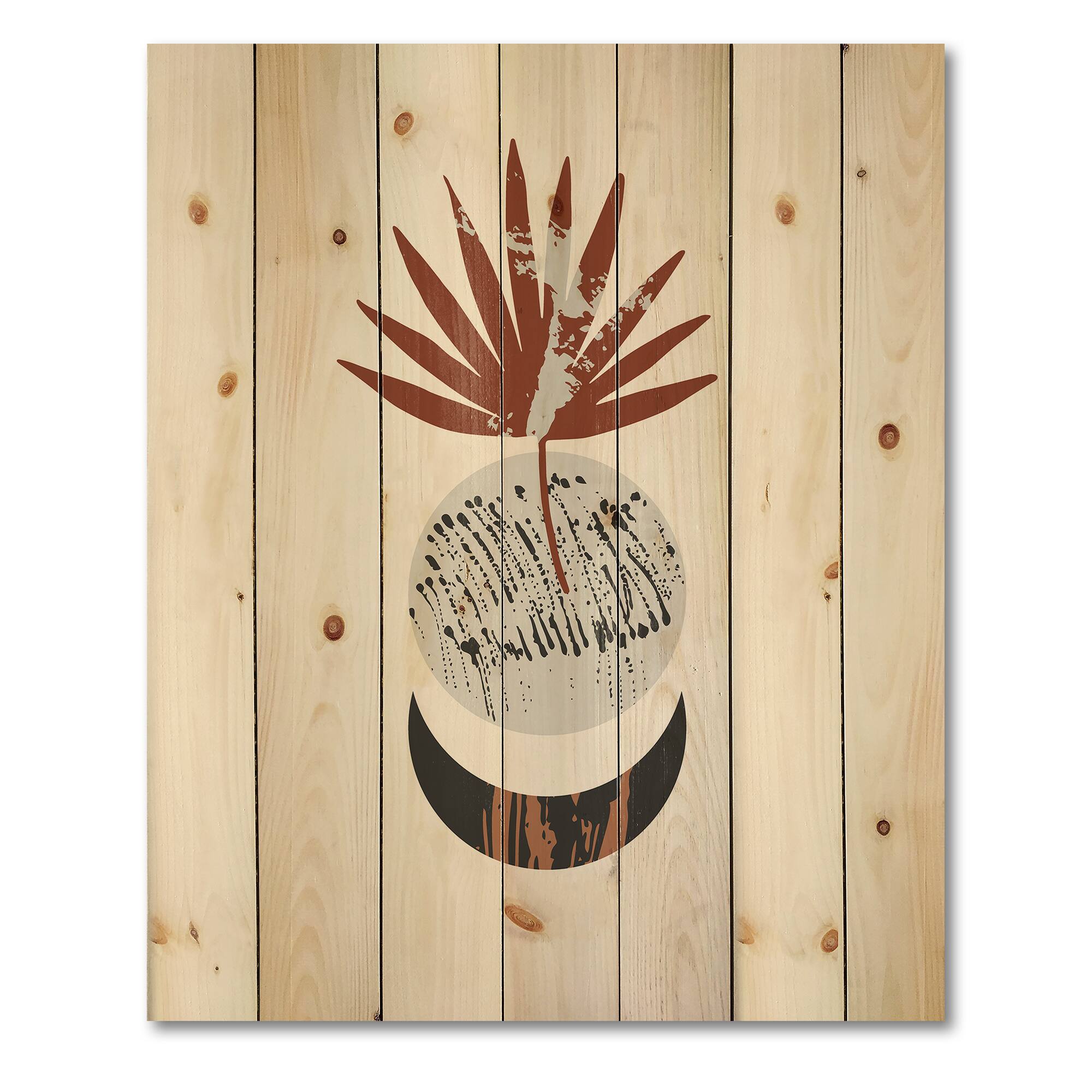 Designart - Moon and Sun Shapes In Retro Terracotta Tones II