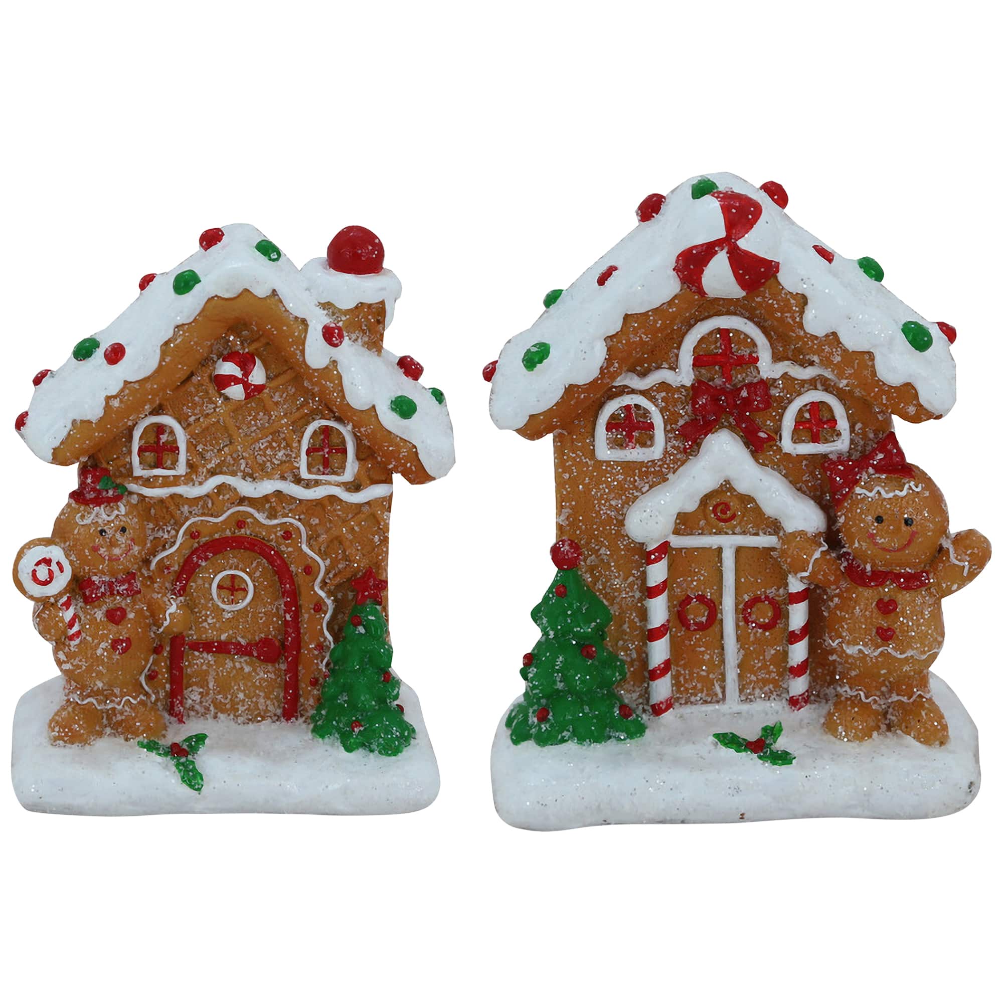 Gingerbread Houses with Gingerbread Boy & Girl Christmas Decoration Set