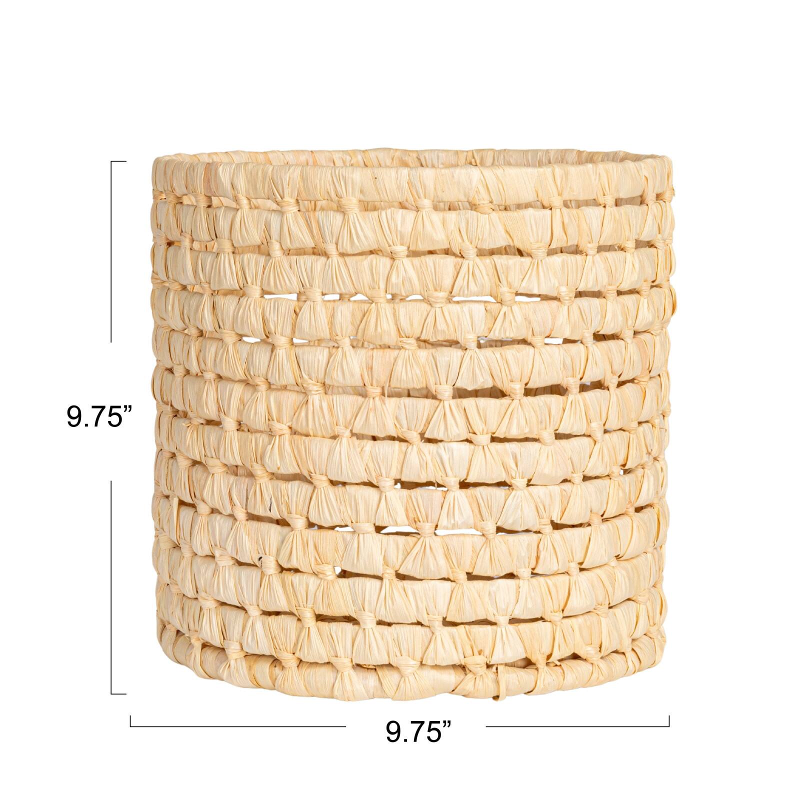 Household Essentials 9.75&#x22; Natural Handwoven Corn Leaf Waste Basket