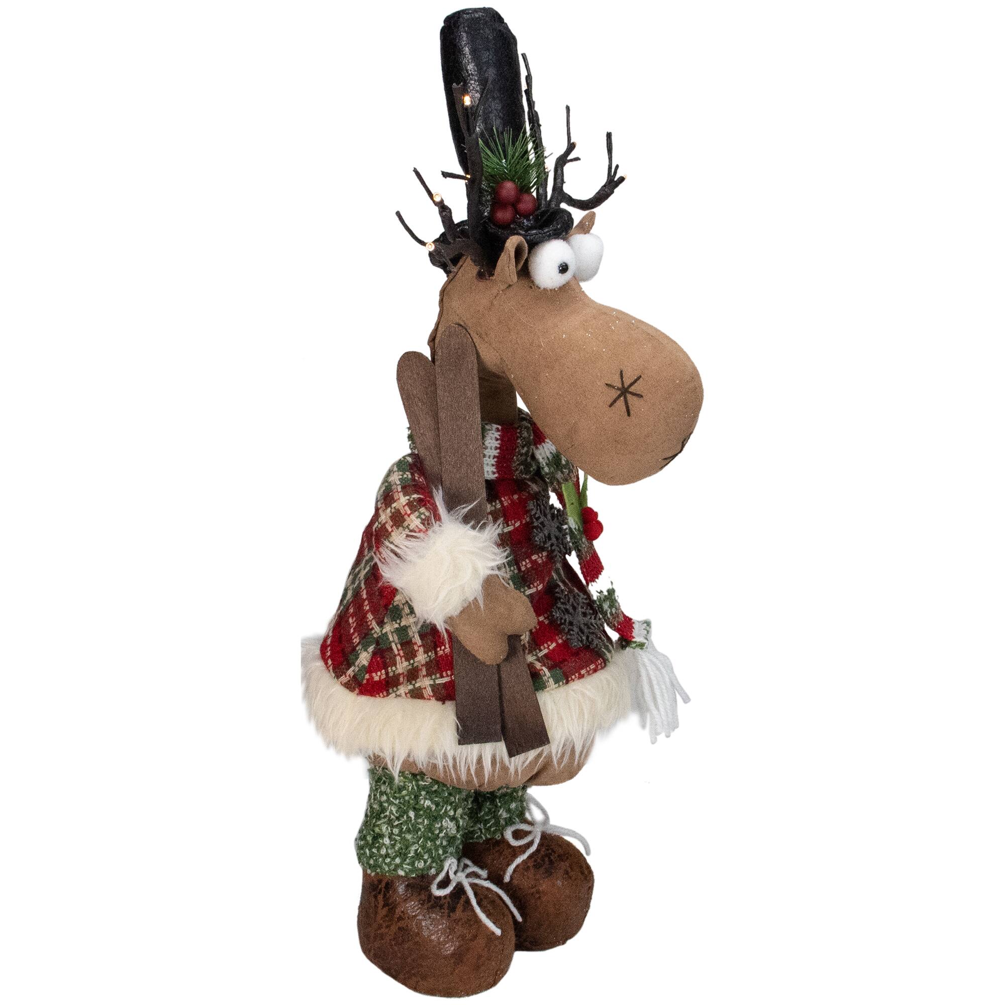 20" Standing Christmas Moose Figure with LED Antlers Tabletop Décor