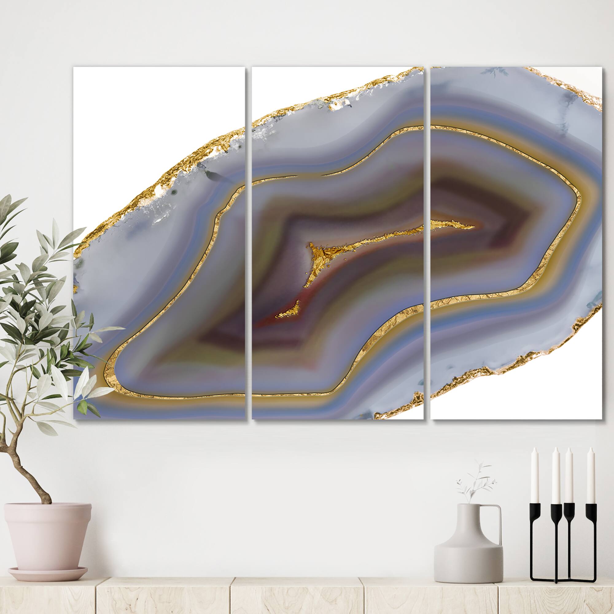 Designart - Golden Core Agate - Abstract Canvas Art Print