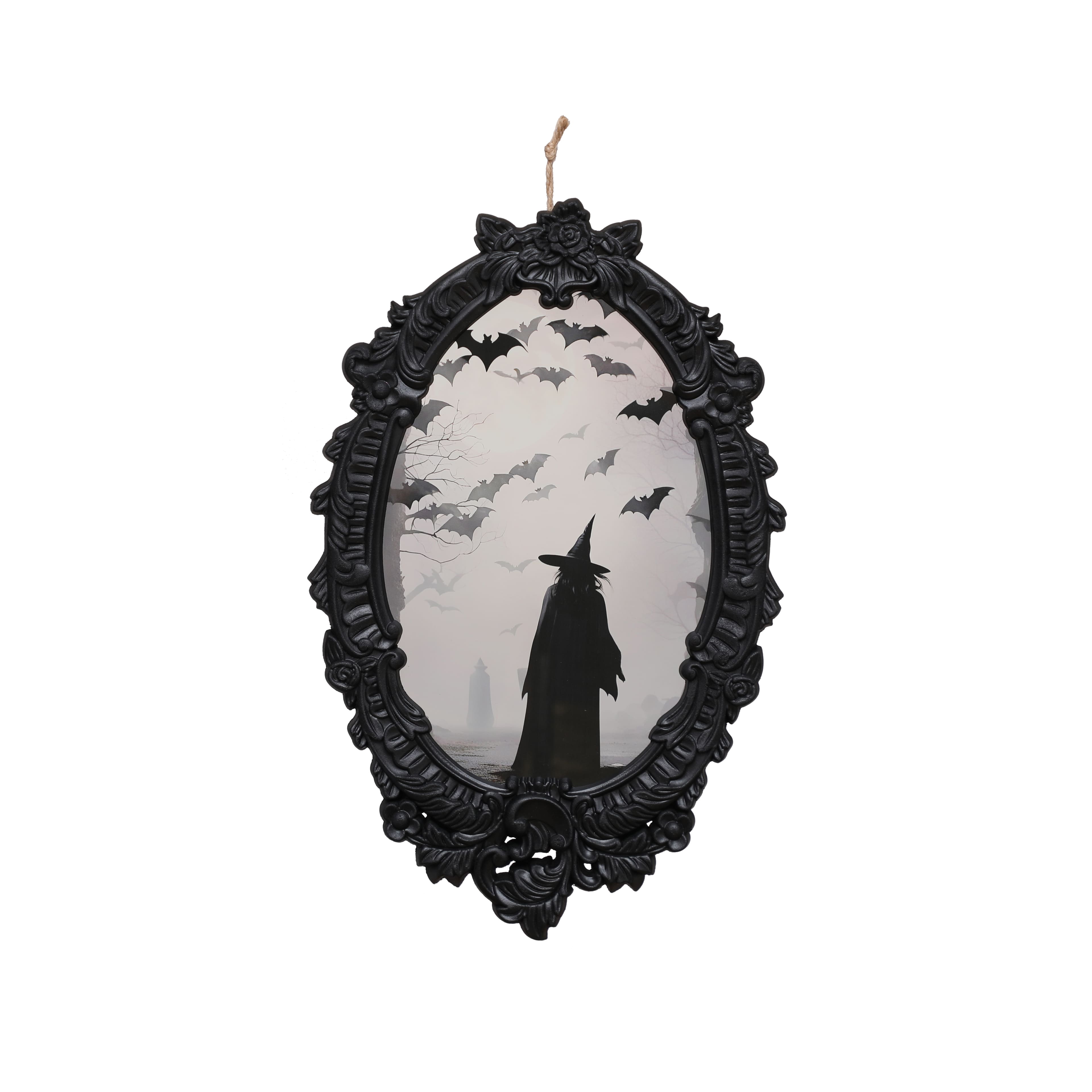 20&#x22; Woods Witch &#x26; Bats Oval Wall Art in Ornate Black Frame by Ashland&#xAE;