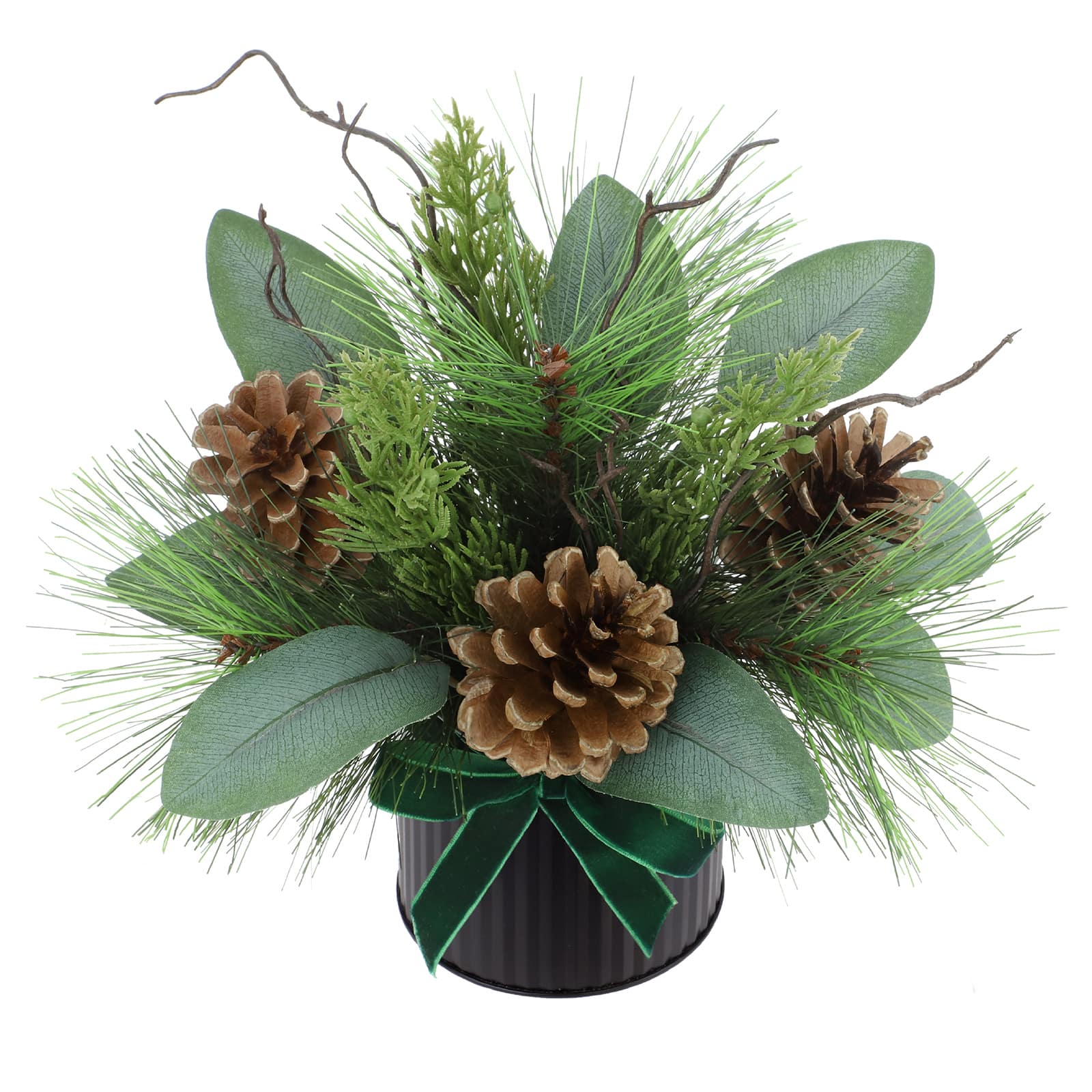 9.5&#x22; Greenery &#x26; Pinecone Mix in Black Pot by Ashland&#xAE;