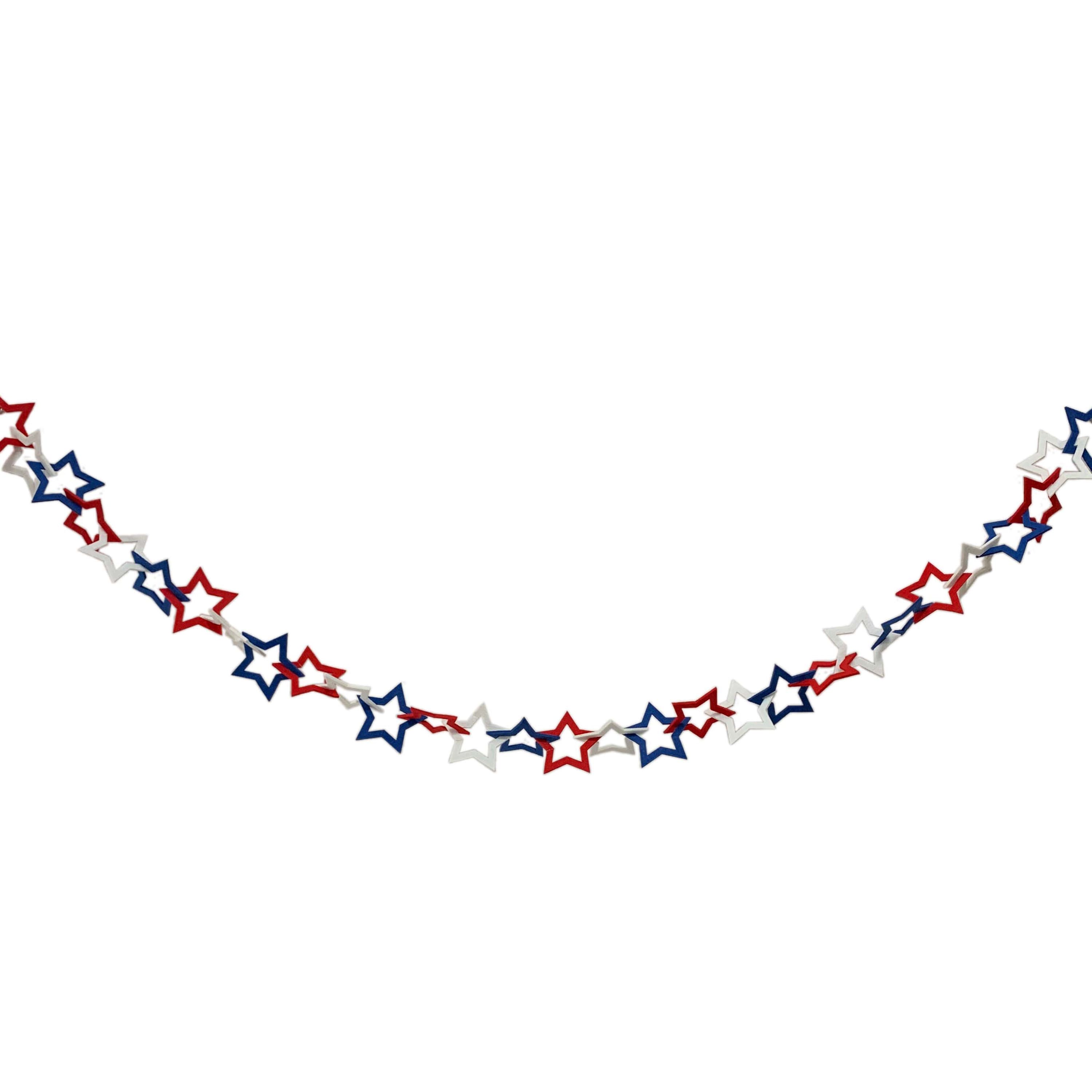6ft Red, White &#x26; Blue Open Stars Felt Garland by Celebrate It&#x2122;