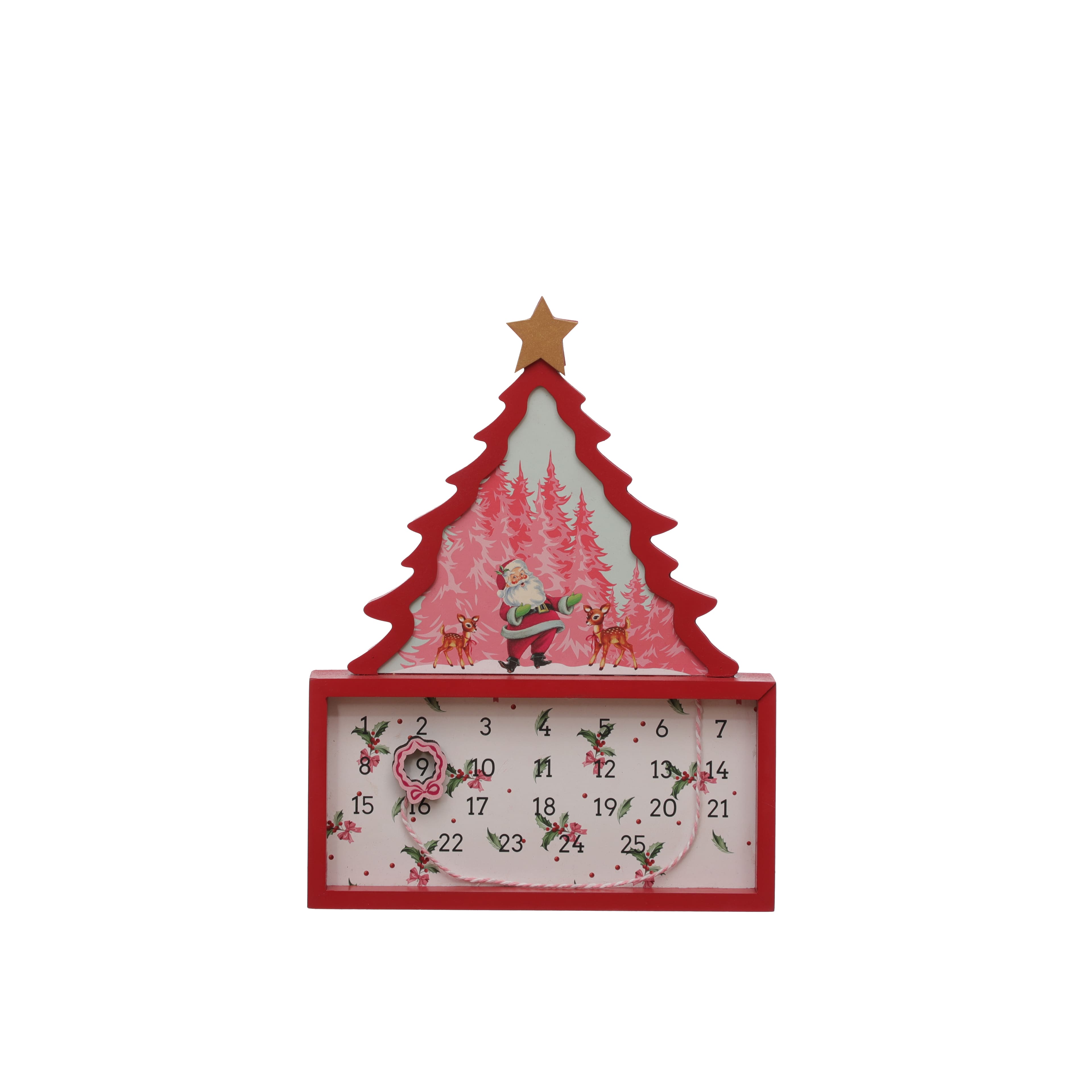 12&#x22; Red &#x26; White Christmas Tree with Santa Countdown Tabletop D&#xE9;cor by Ashland&#xAE;