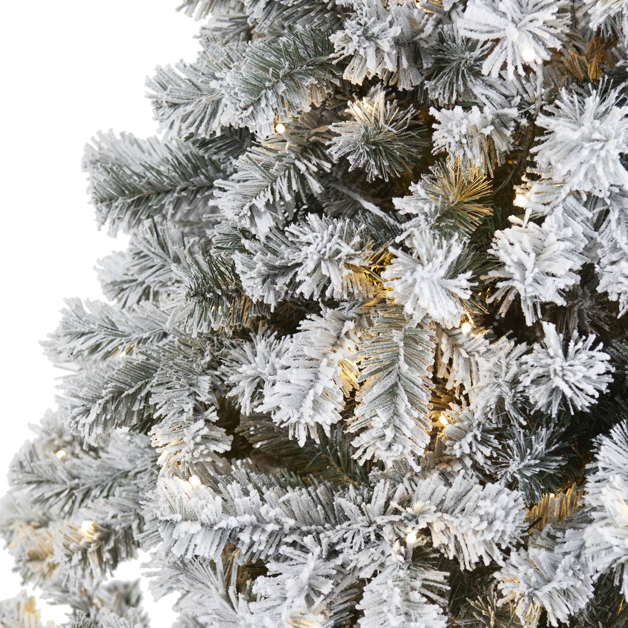 7ft. Pre-Lit Flocked West Virginia Fir Artificial Christmas Tree, Clear LED Lights