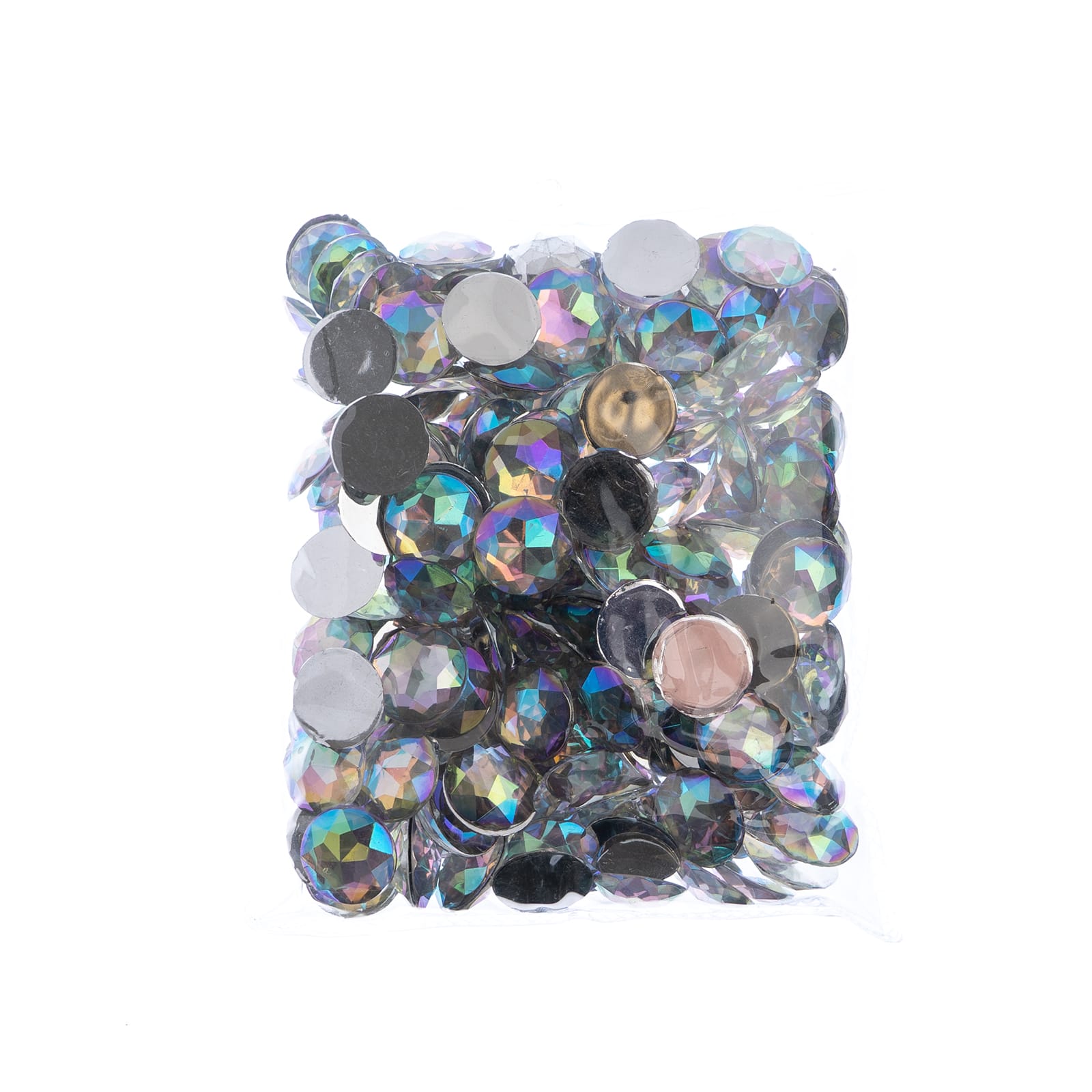 John Bead 200-Piece 20mm | Black AB Acrylic Round Flat Back Rhinestones