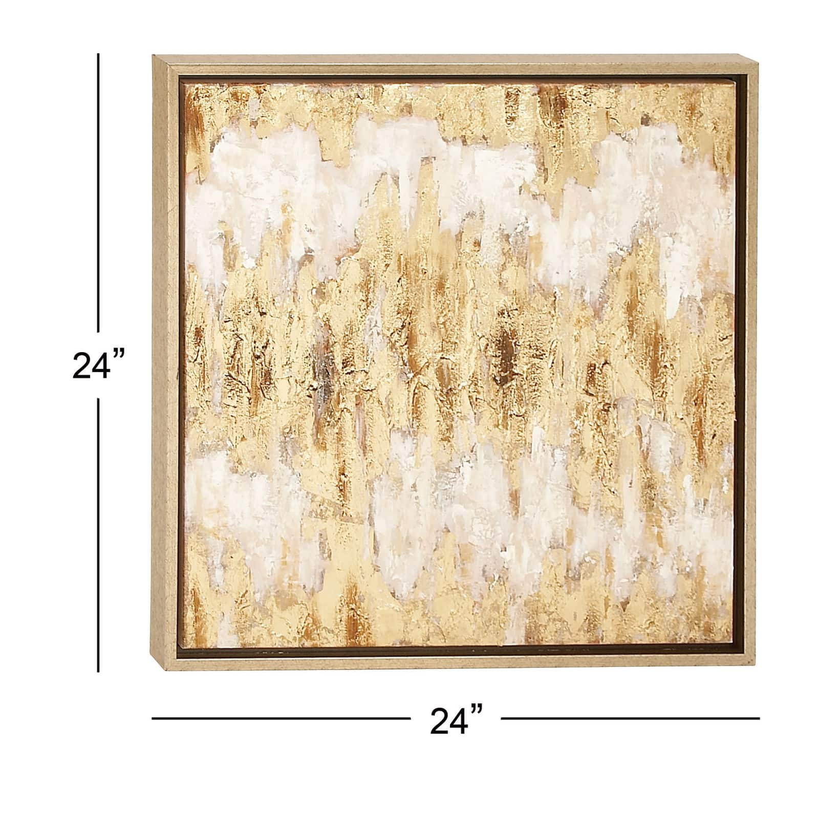 CosmoLiving by Cosmopolitan Beige &#x26; Gold Glam Framed Canvas Wall Art