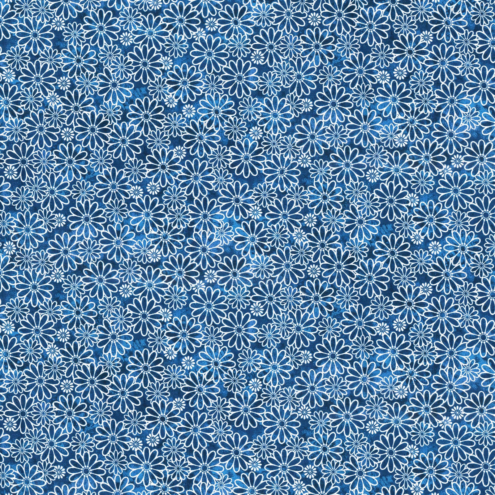 Fabric Traditions Blue Tonal Daisies Cotton Fabric