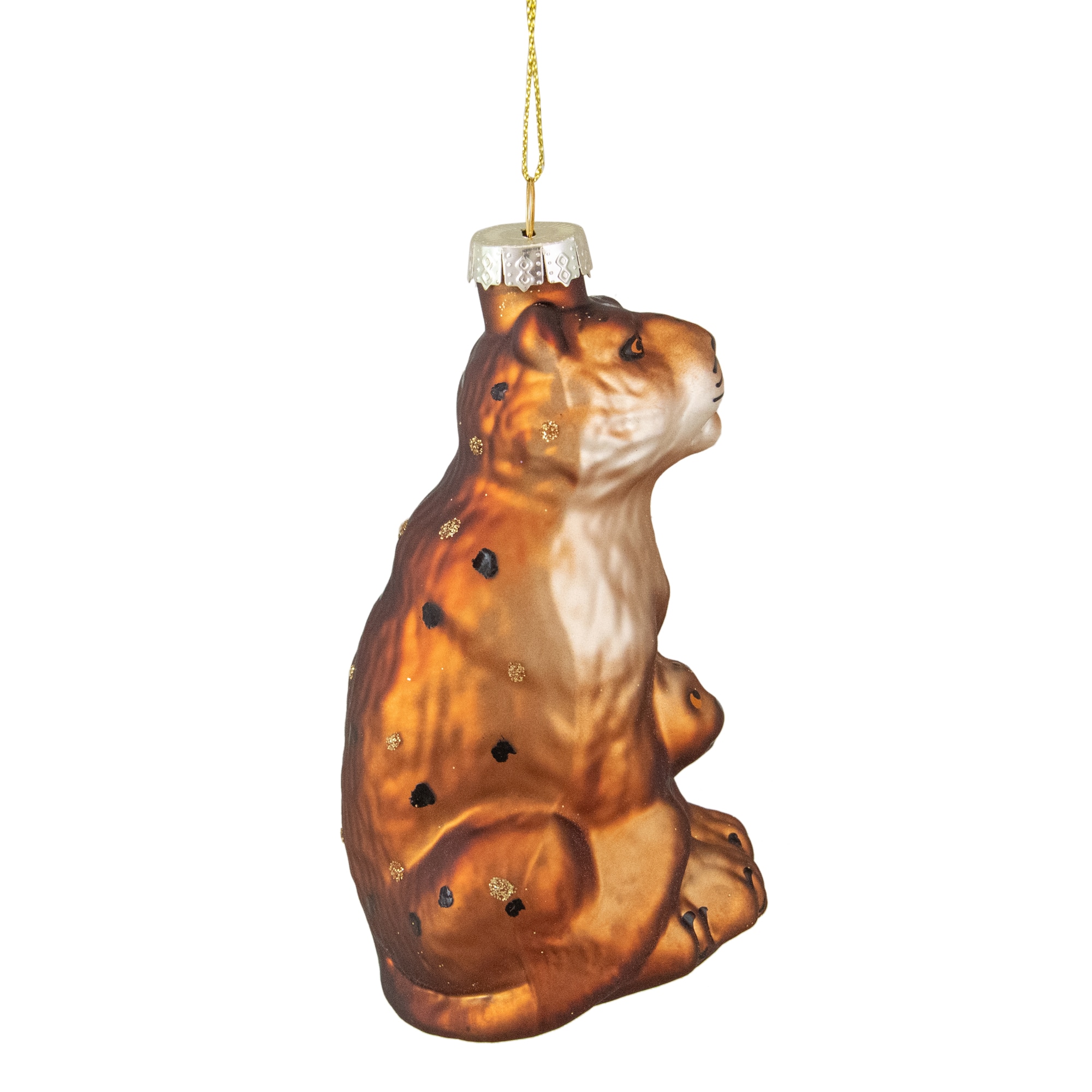 Orange &#x26; Black Glass Lion Ornament