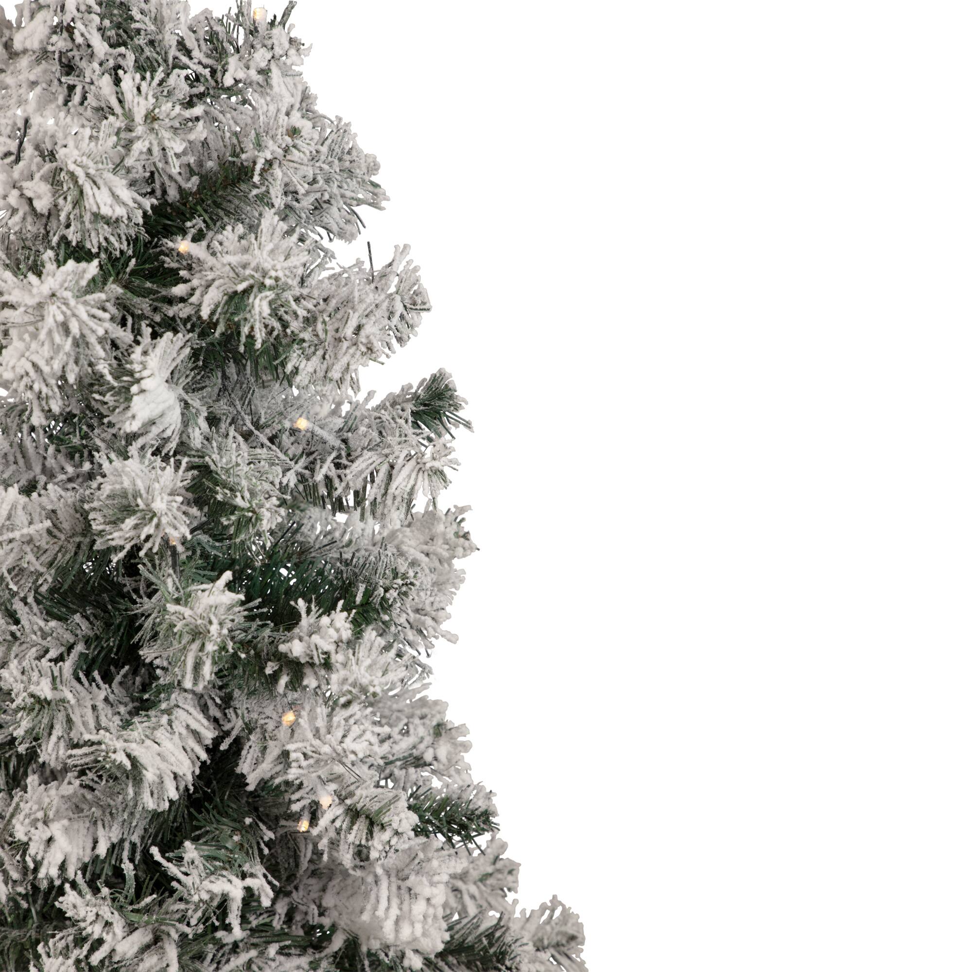 3ft. Pre-Lit Heavy Flocked Pine Artificial Christmas Tree, Warm White LED Lights