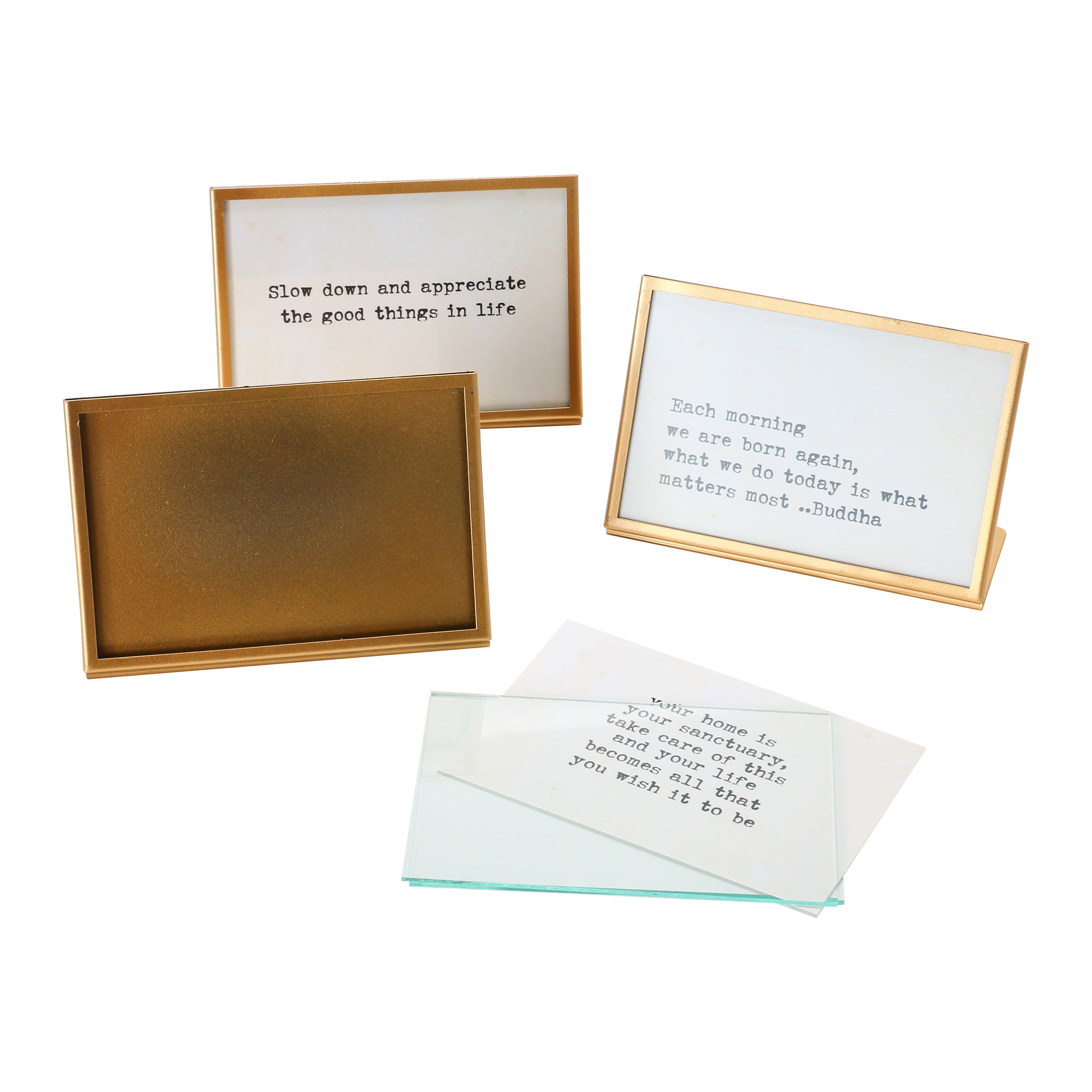Hello Honey® 6" Metal & Glass Life Quotes Framed Tabletop Décor Set