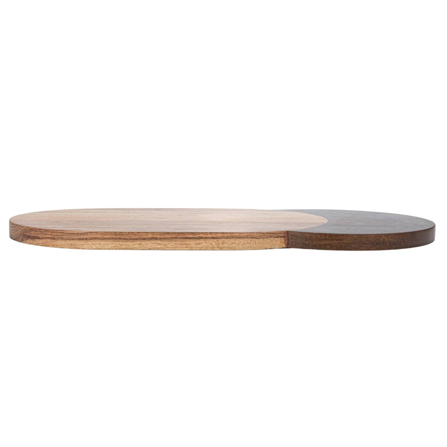 15.75&#x22; Natural &#x26; Walnut Oval Two-Tone Wood Cheese &#x26; Cutting Board