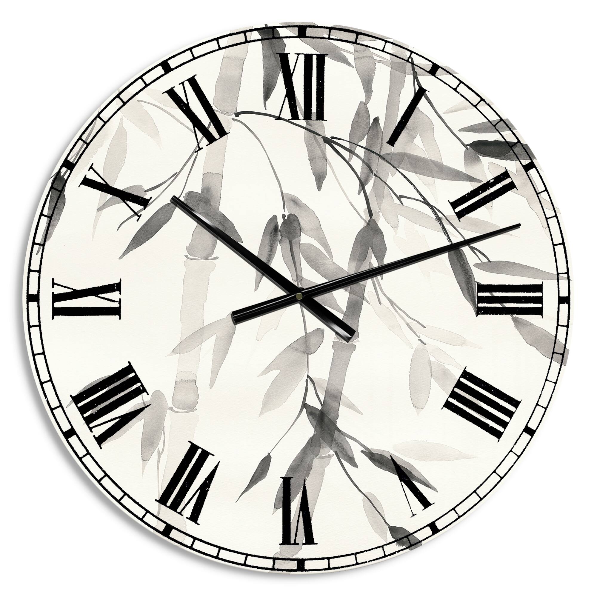 Designart 'Simplist Bamboo Leaves V Lodge Wall Clock