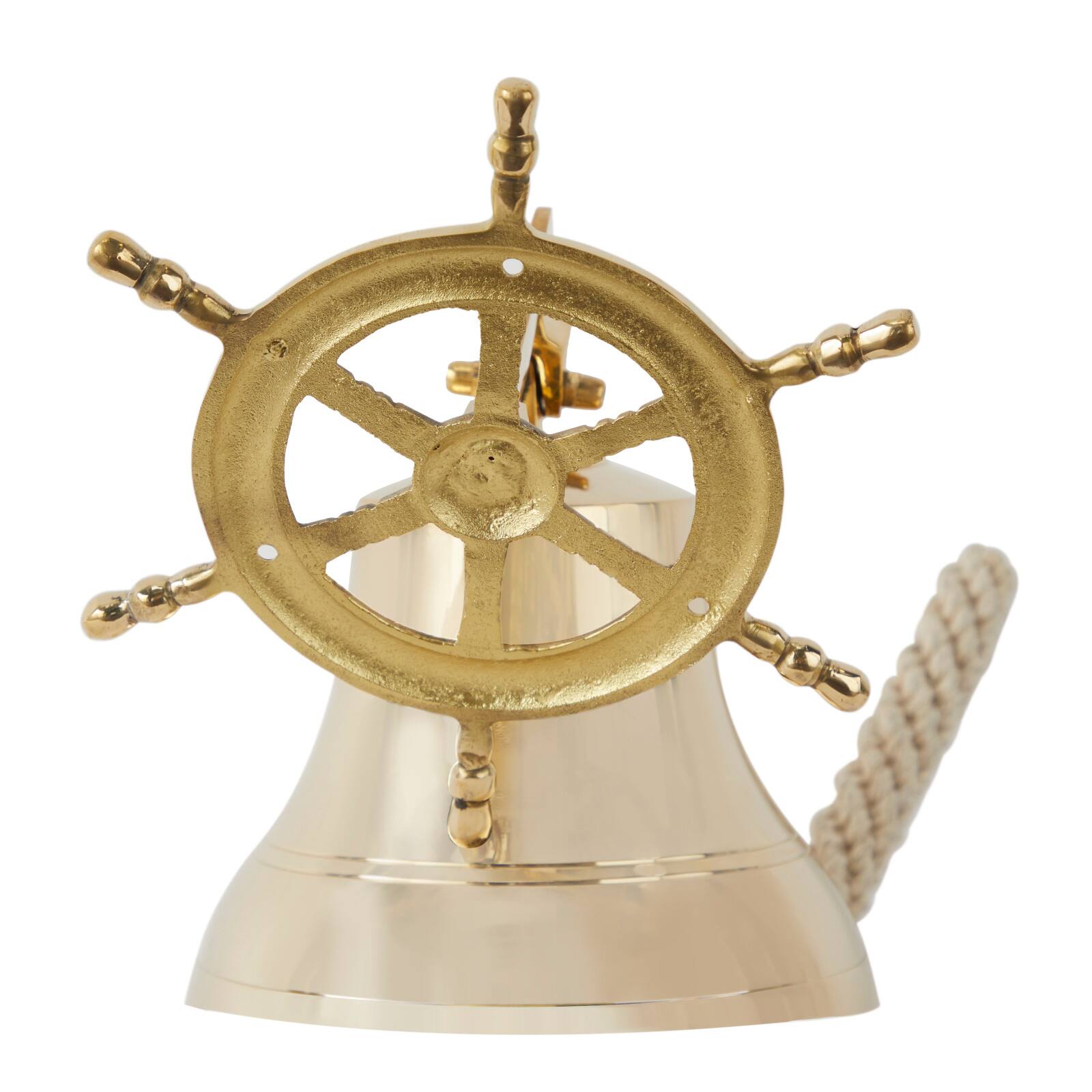 Gold Brass Bell Wall Decor with Ship wheel Backing 7" x 9" x 6" Wall Art Michaels