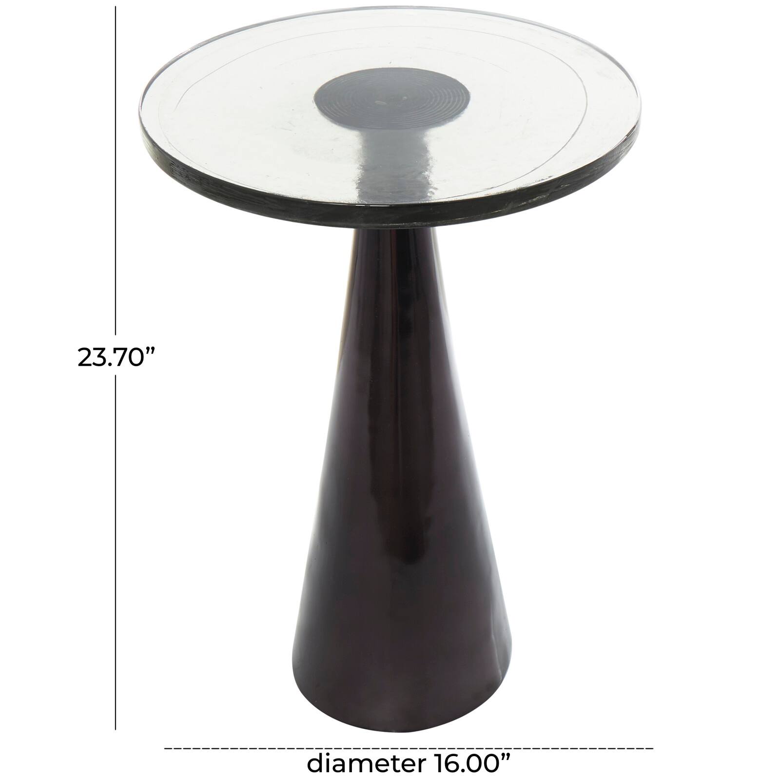 24" Black Aluminum Geometric Cone Accent Table