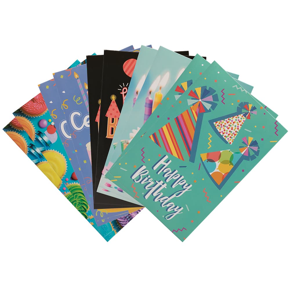 JAM Paper 4" x 6" Birthday Bash Assortment Cards & Matchings Envelope Set, 10ct.