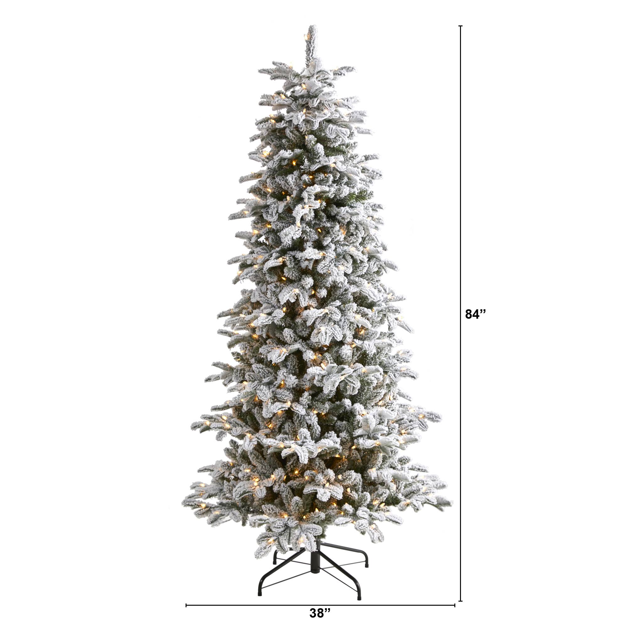 7ft. Pre-Lit Flocked North Carolina Fir Artificial Christmas Tree with Warm White Lights
