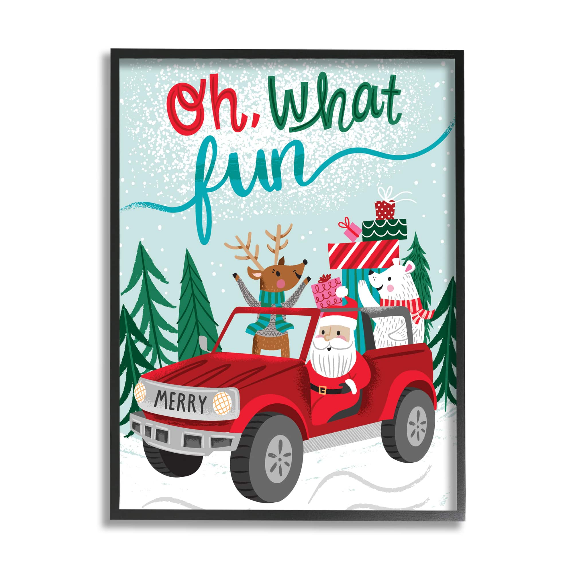 Stupell Industries Oh What Fun Santa Driving Gifts Framed Giclee Art