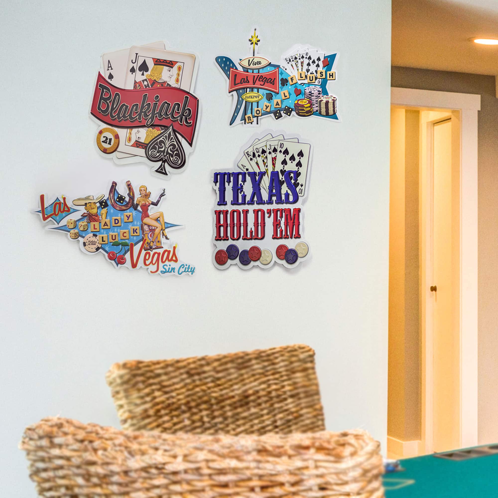 American Art Décor™ 18" Viva Las Vegas Royal Flush Metal Sign