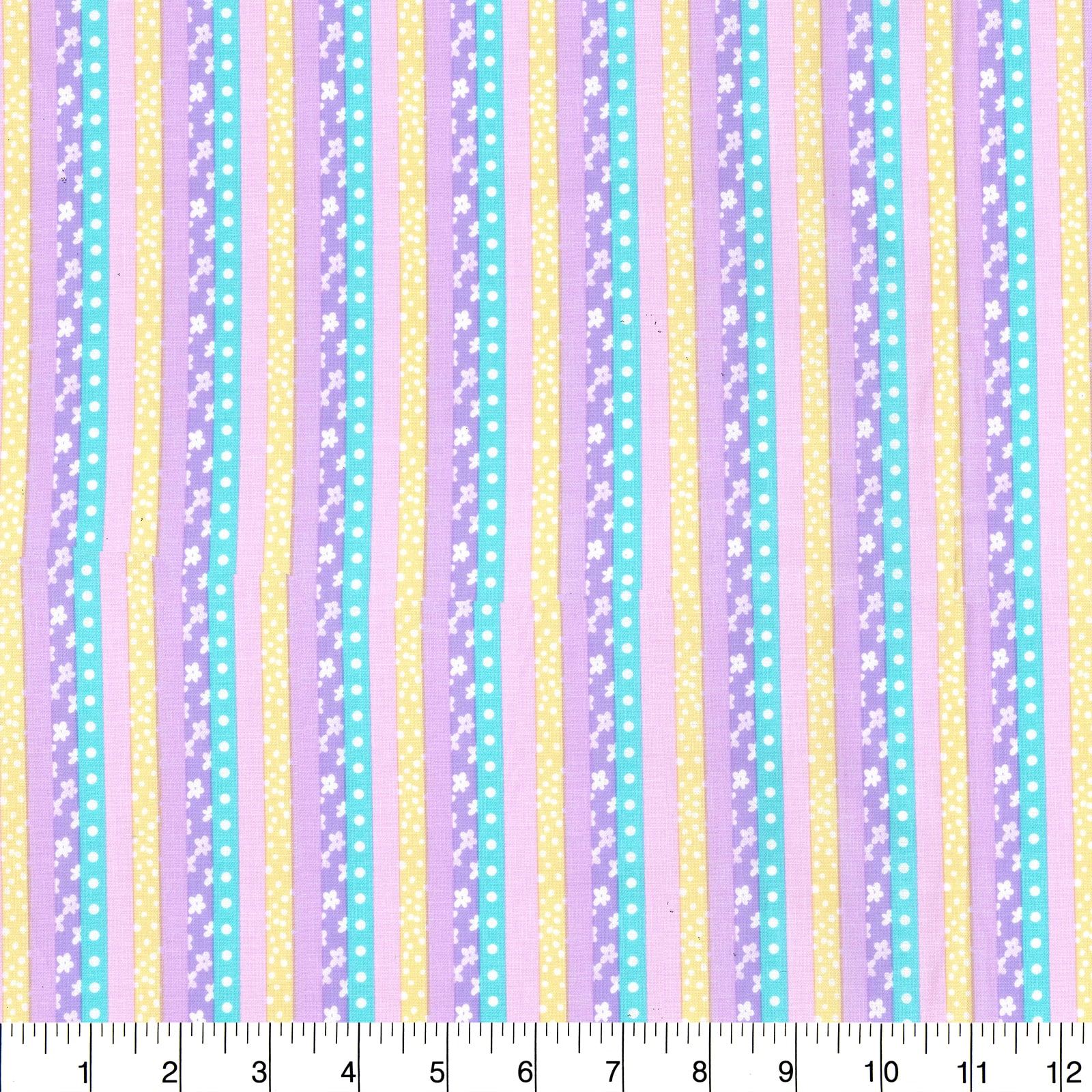 Fabric Traditions Purple Flower Stripe Cotton Fabric