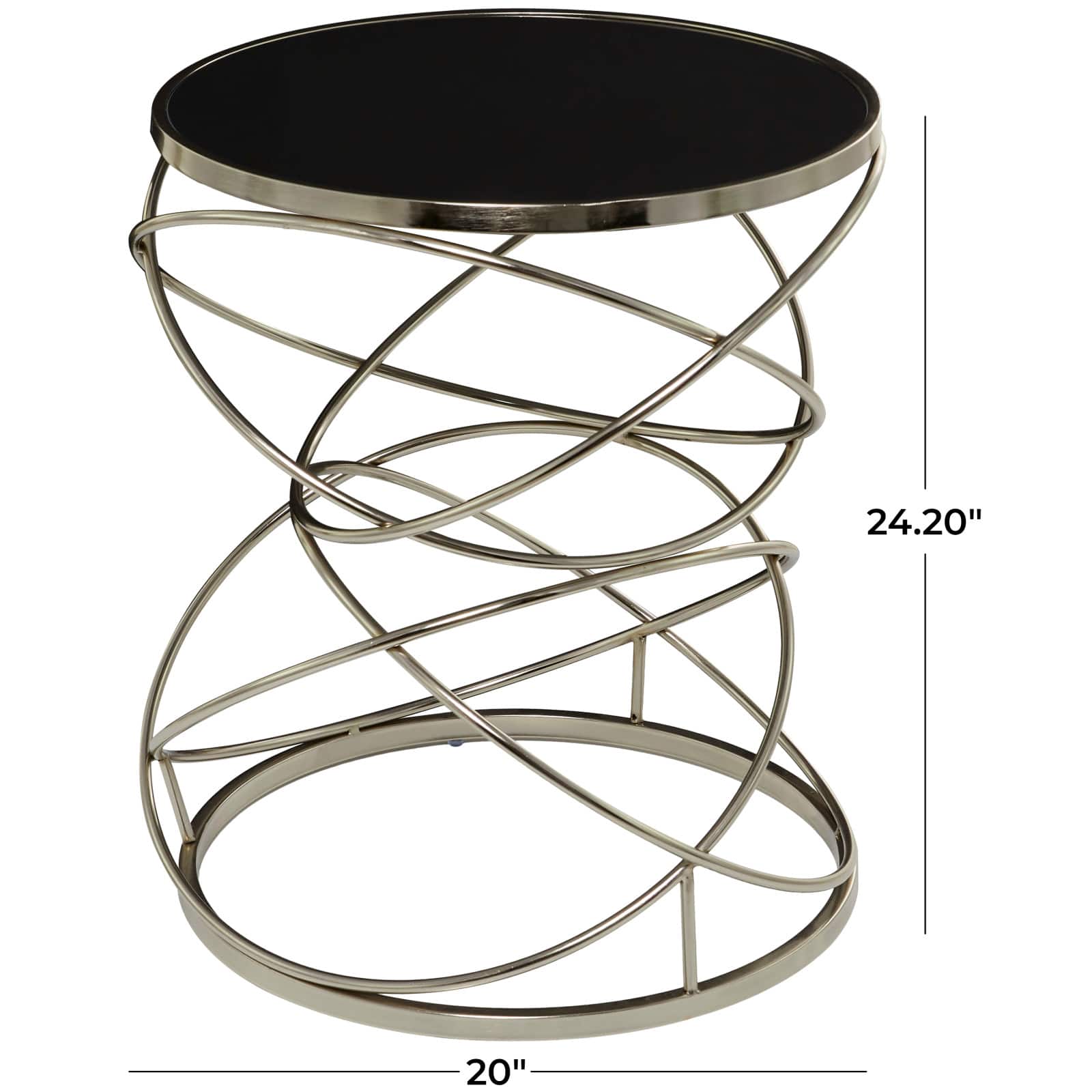 24" Open Ring Accent Table with Black Marble Top