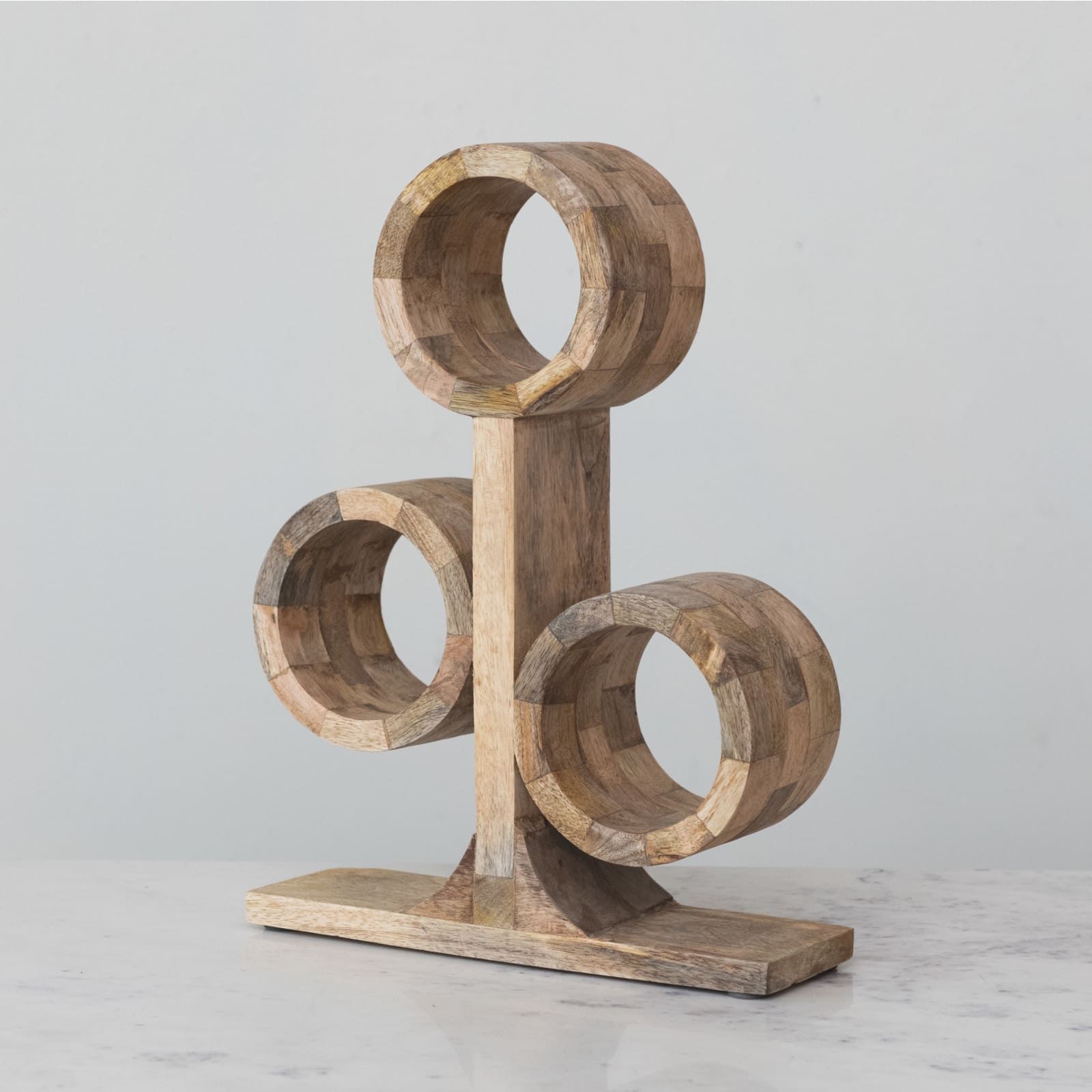 Hello Honey&#xAE; 15.25&#x22; Natural Mango Wood Circular Wine Rack