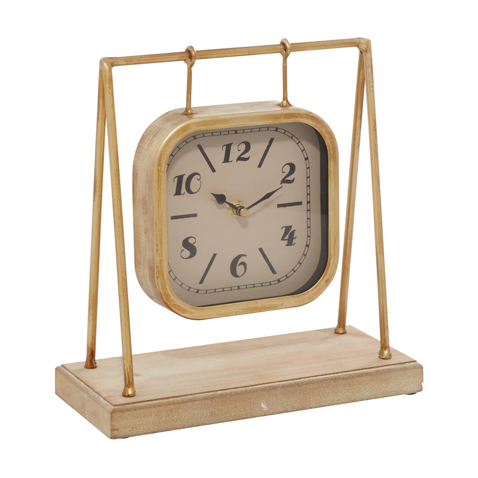 11&#x22; Gold Wood Farmhouse Swing Clock