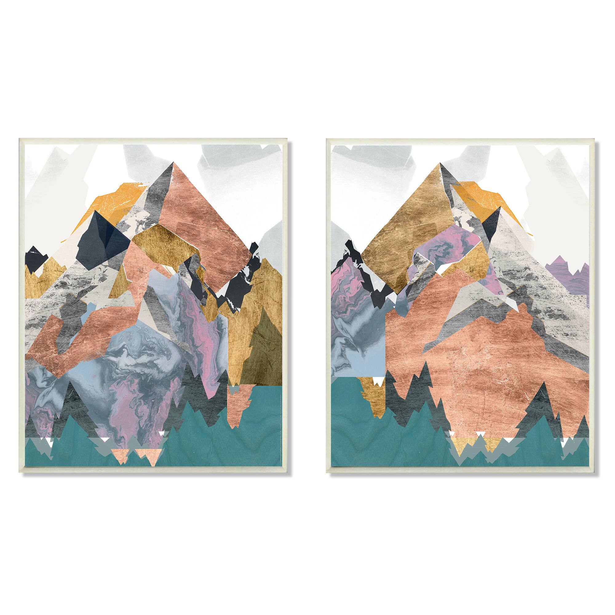 Stupell Industries Foil Collage Mountain Landscape Wall Plaque Set