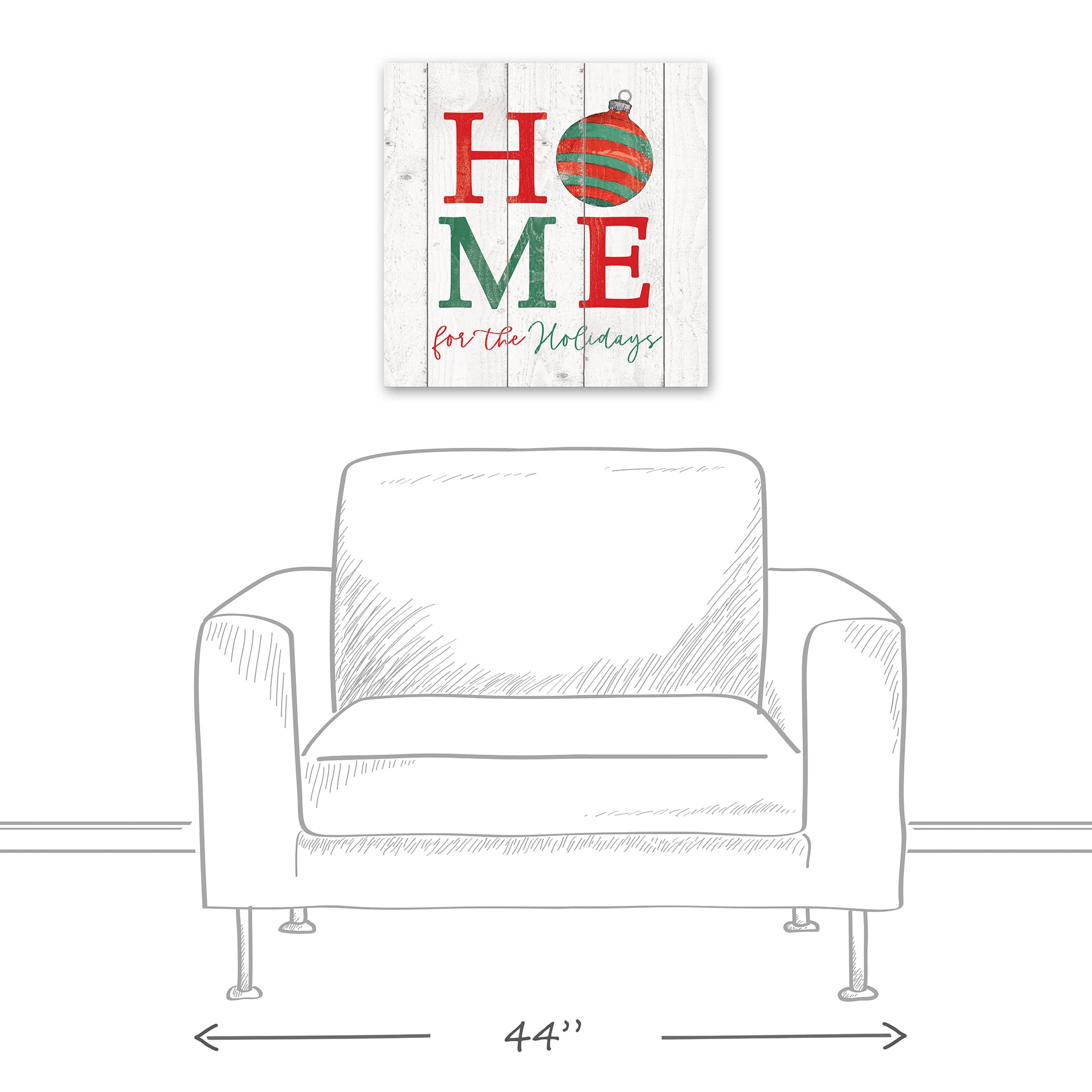 Home For Holidays Ornament 20x20 Canvas Wall Art