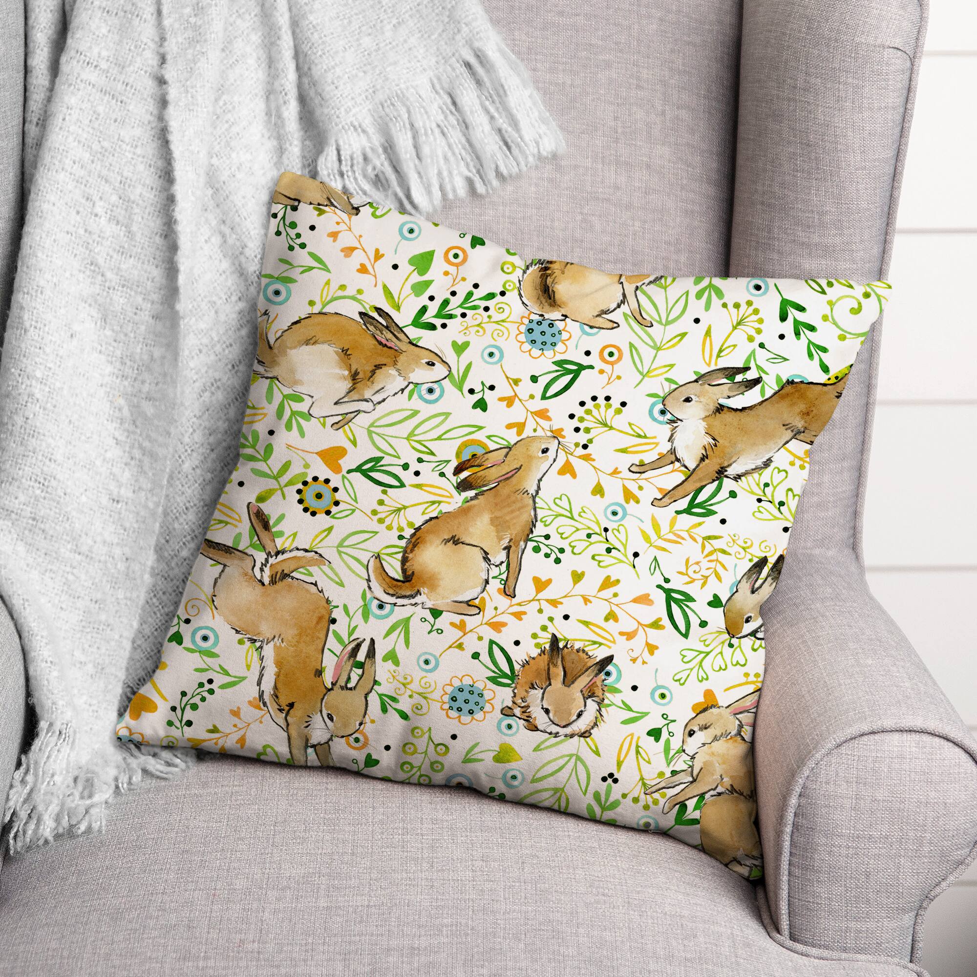 Playful Bunnies 18" x 18" Throw Pillow