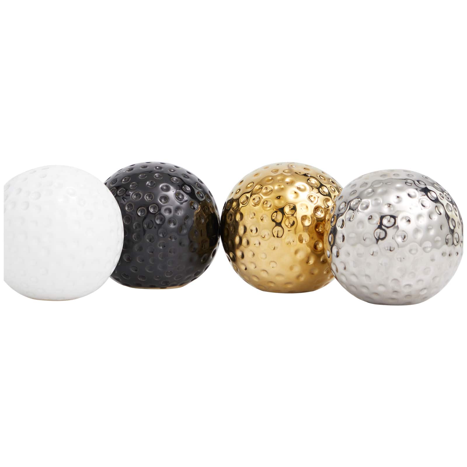 4&#x22; Hammered Detail Ceramic Ball Sculpture Set