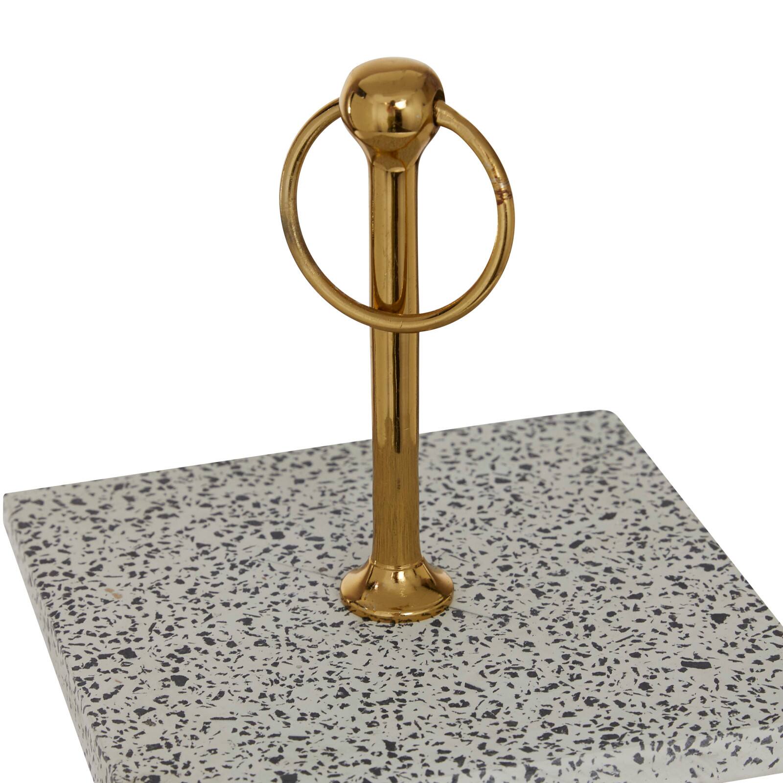 White Marble & Aluminum 3 Tier Tray Stand